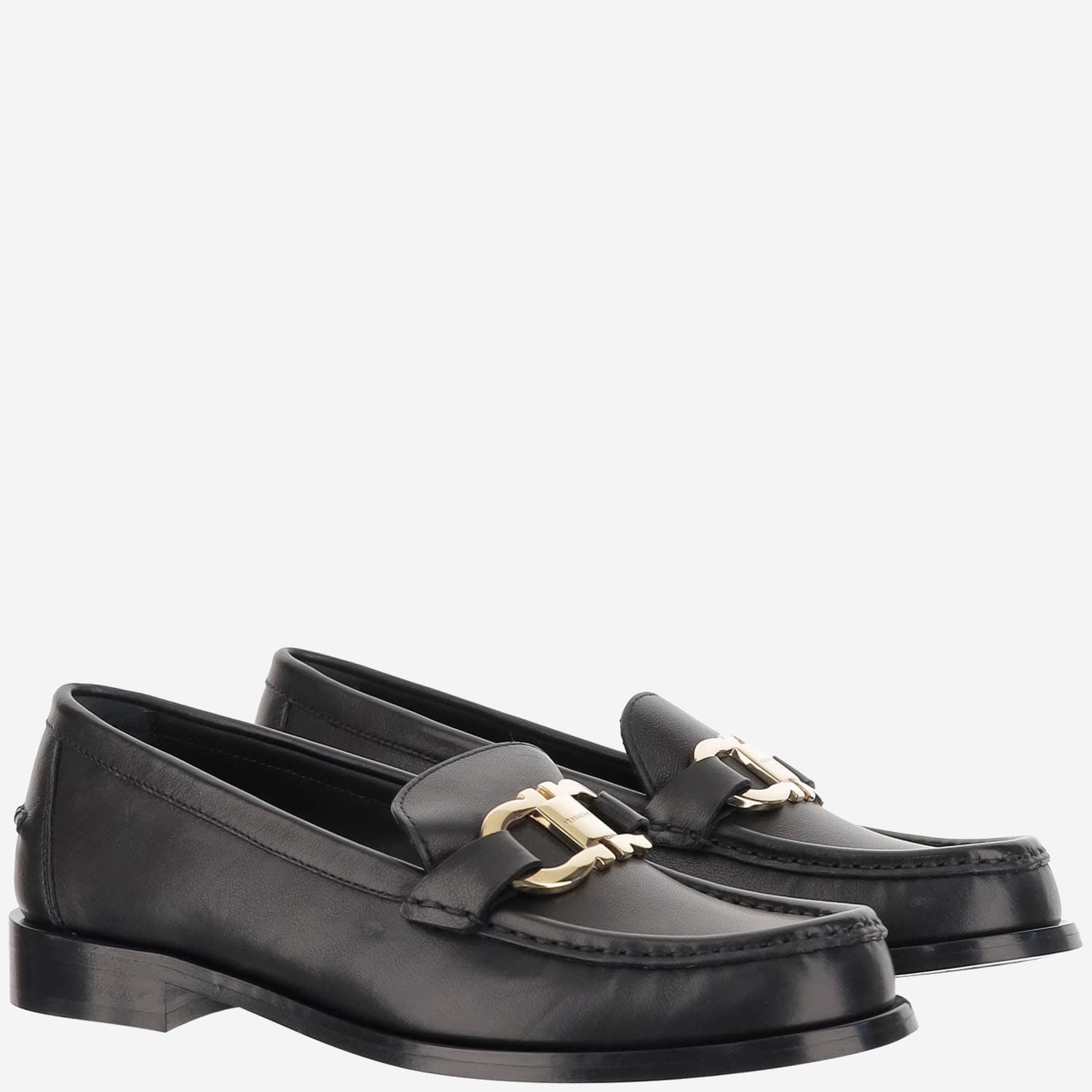 Ferragamo Leather Loafer With Iconic Gancini Detail In Multi