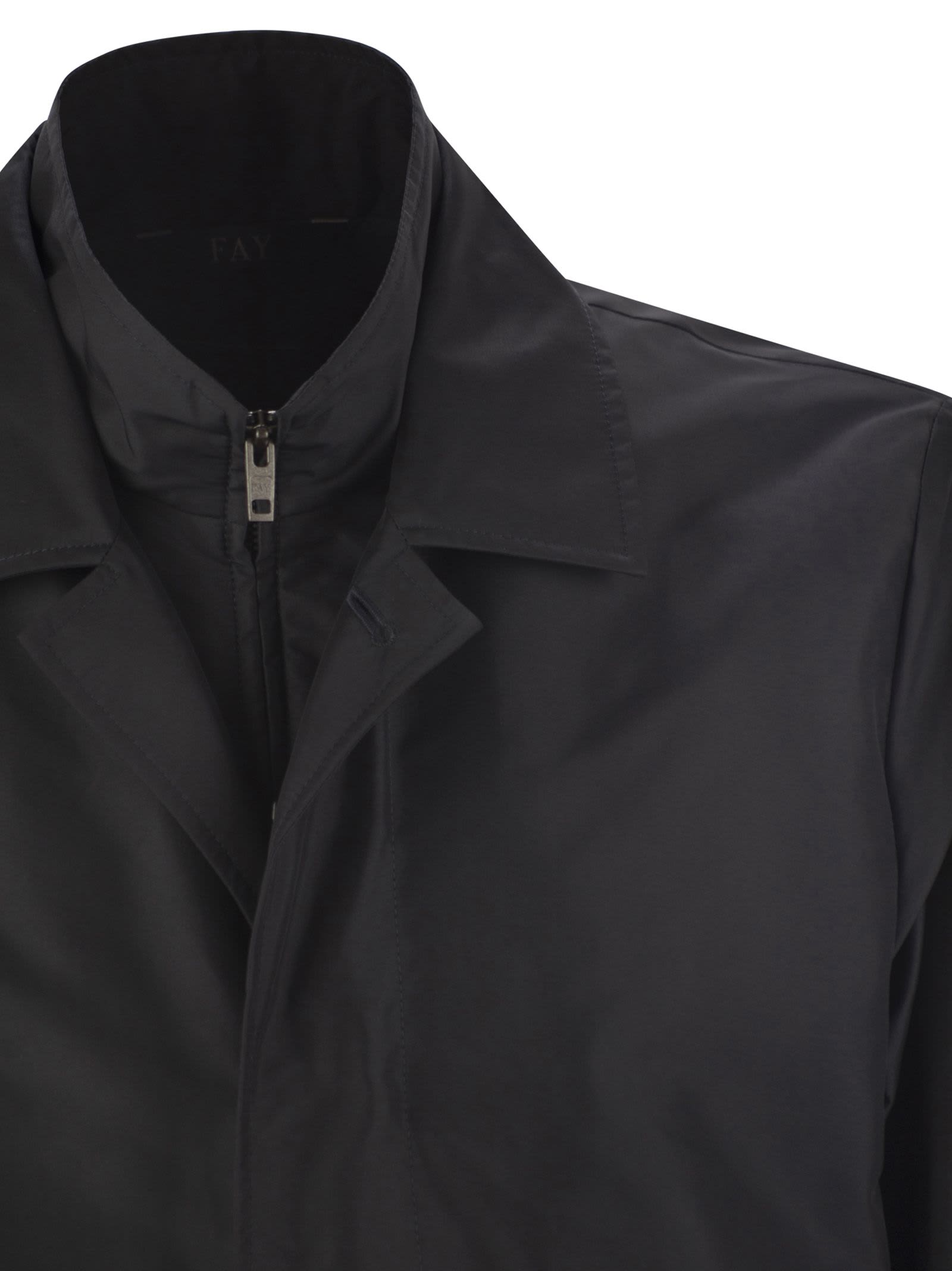 Fay Morning Waterproof Coat With High Collar In Baltic