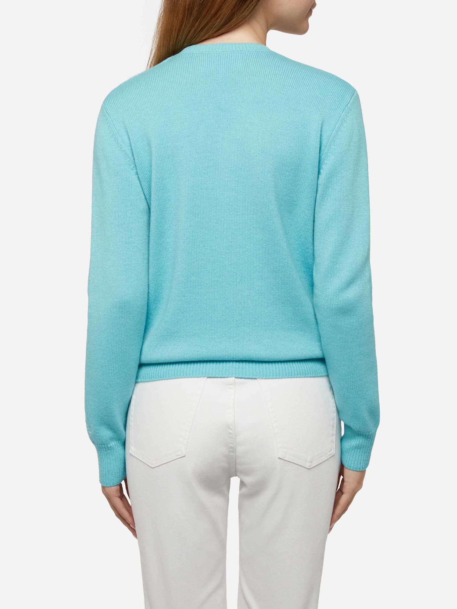 Mc2 Saint Barth Water Green Sweater New Queen With Raclette & Paillettes Sequins Lettering In Green