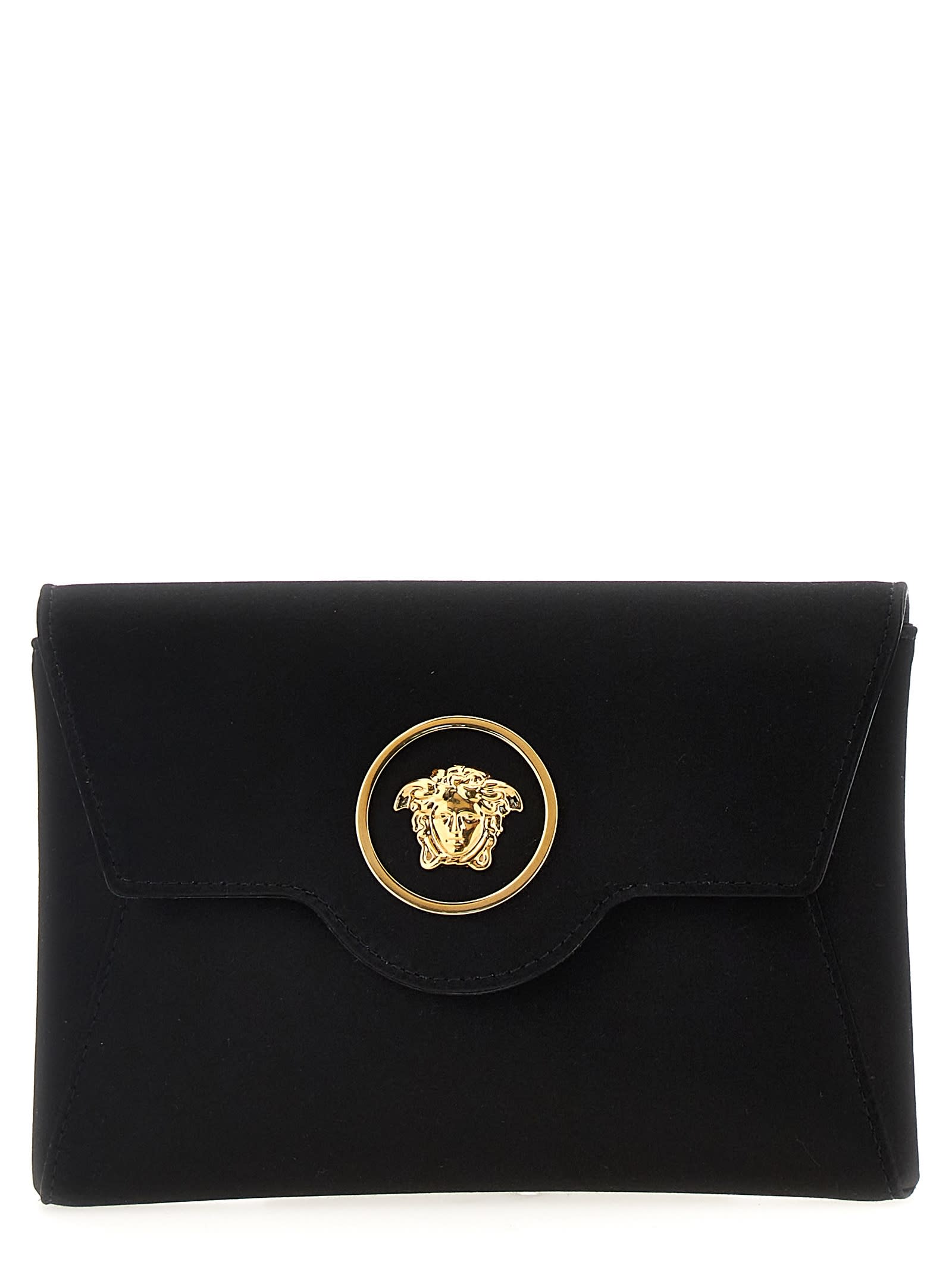 Shop Versace La Medusa Clutch In Black