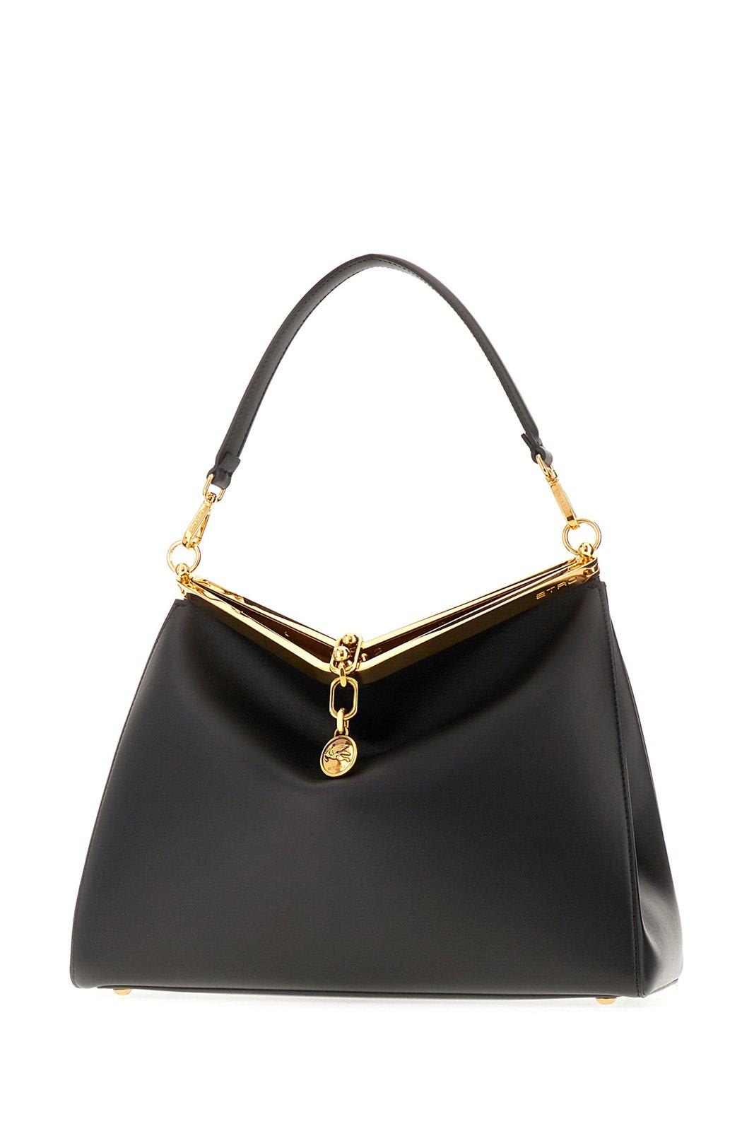 Shop Etro Large Vela Clasp Fastened Shoulder Bag In Black