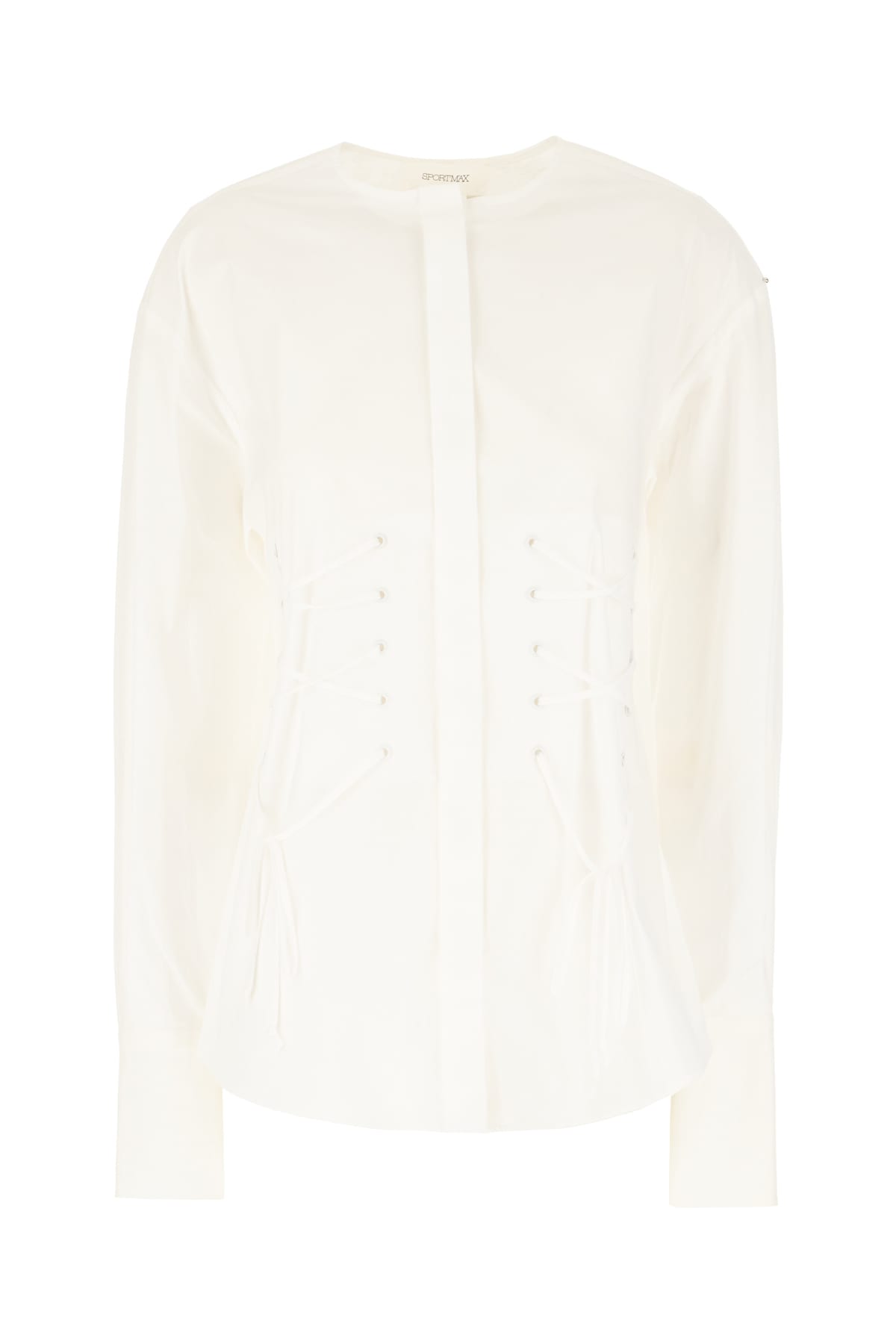 Shop Sportmax White Stretch Cotton Blouse In 001