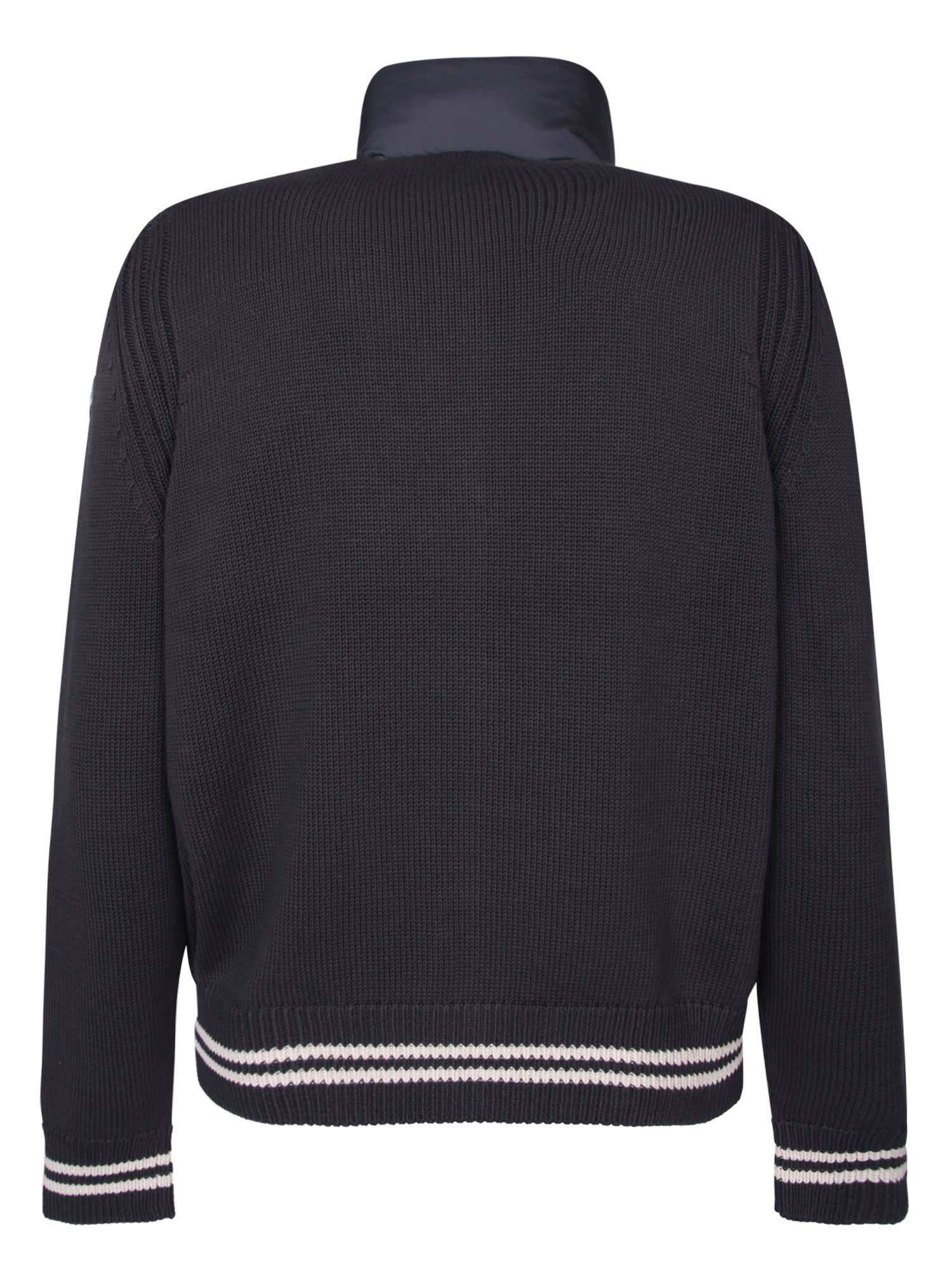 Shop Moncler Striped Blue Piuma Cardigan