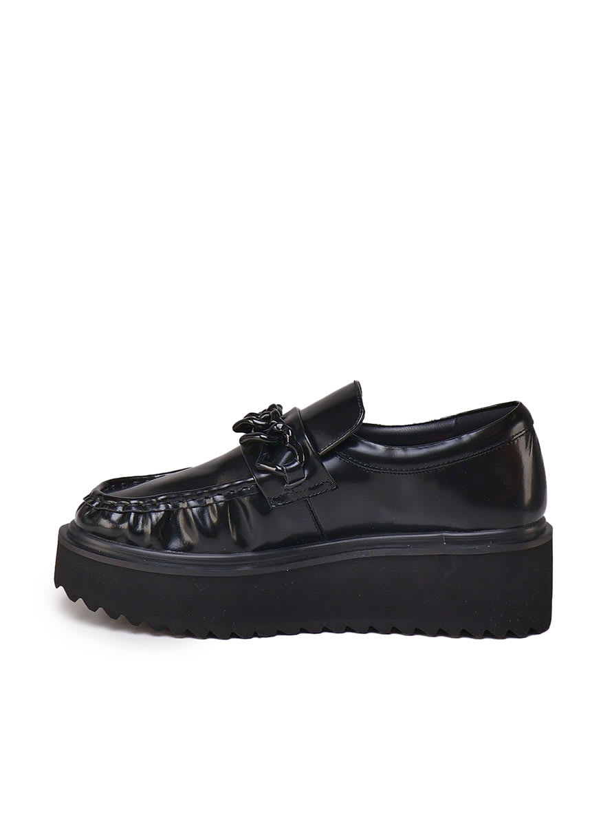 Shop Love Moschino Platform Loafers In Black