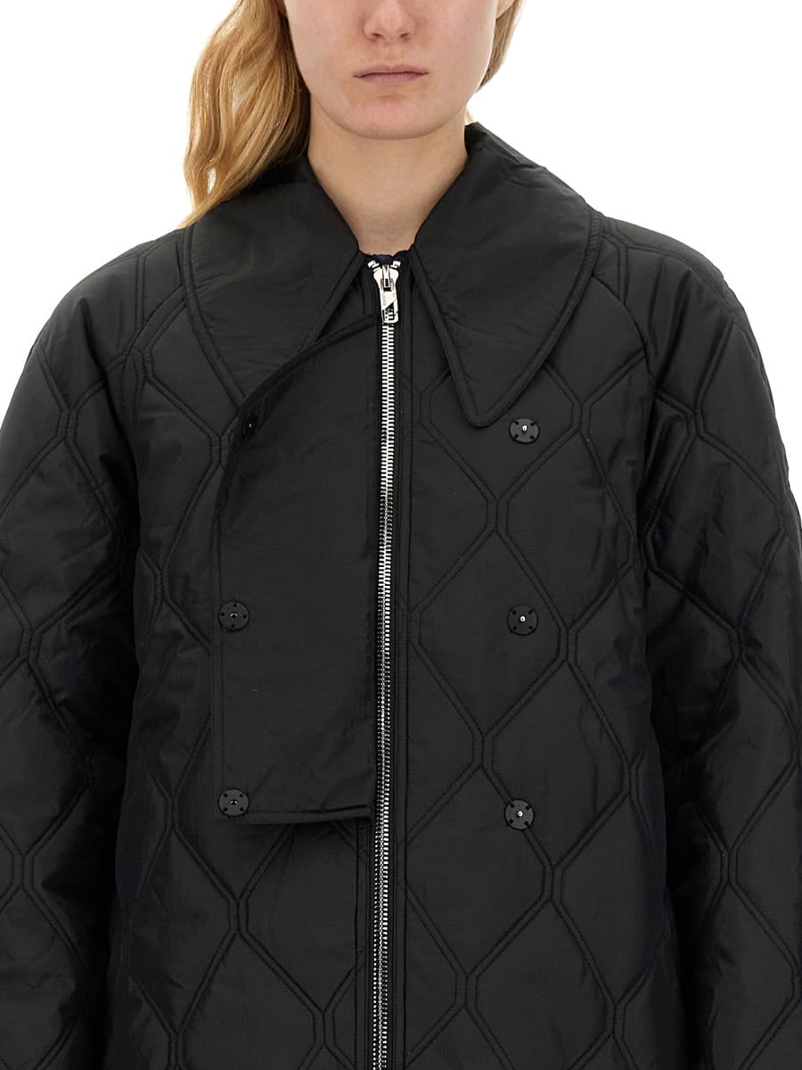 Shop Ganni Quilted Jacket In Black