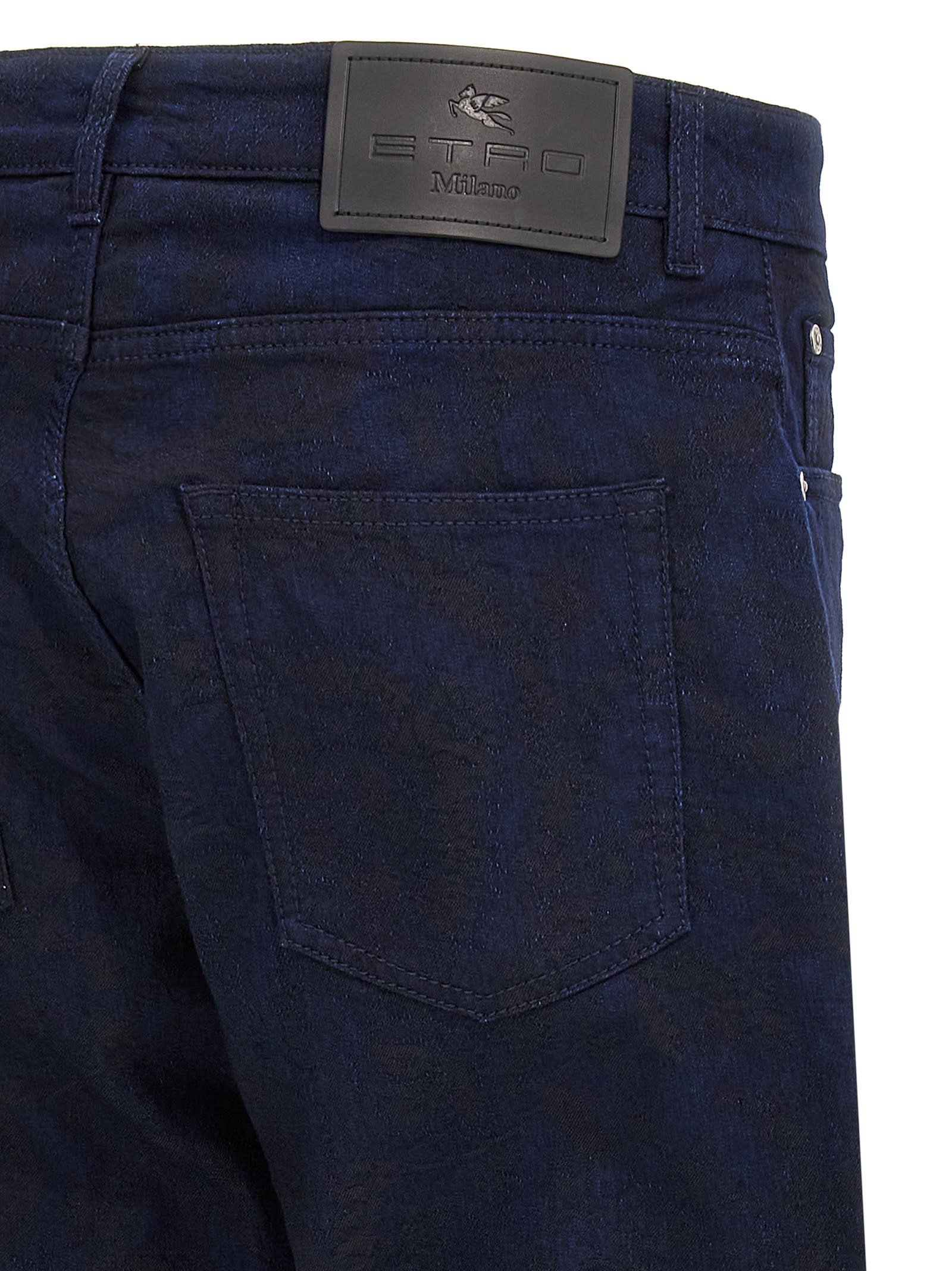 Shop Etro Jacquard Jeans In Blue