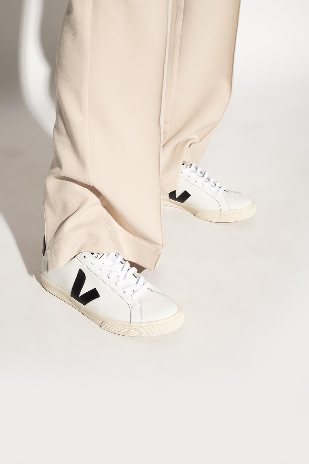Veja Esplar White Low Top Sneakers With Contrasting Heel With Logo Lettering And Logo Patch On The Side I In White