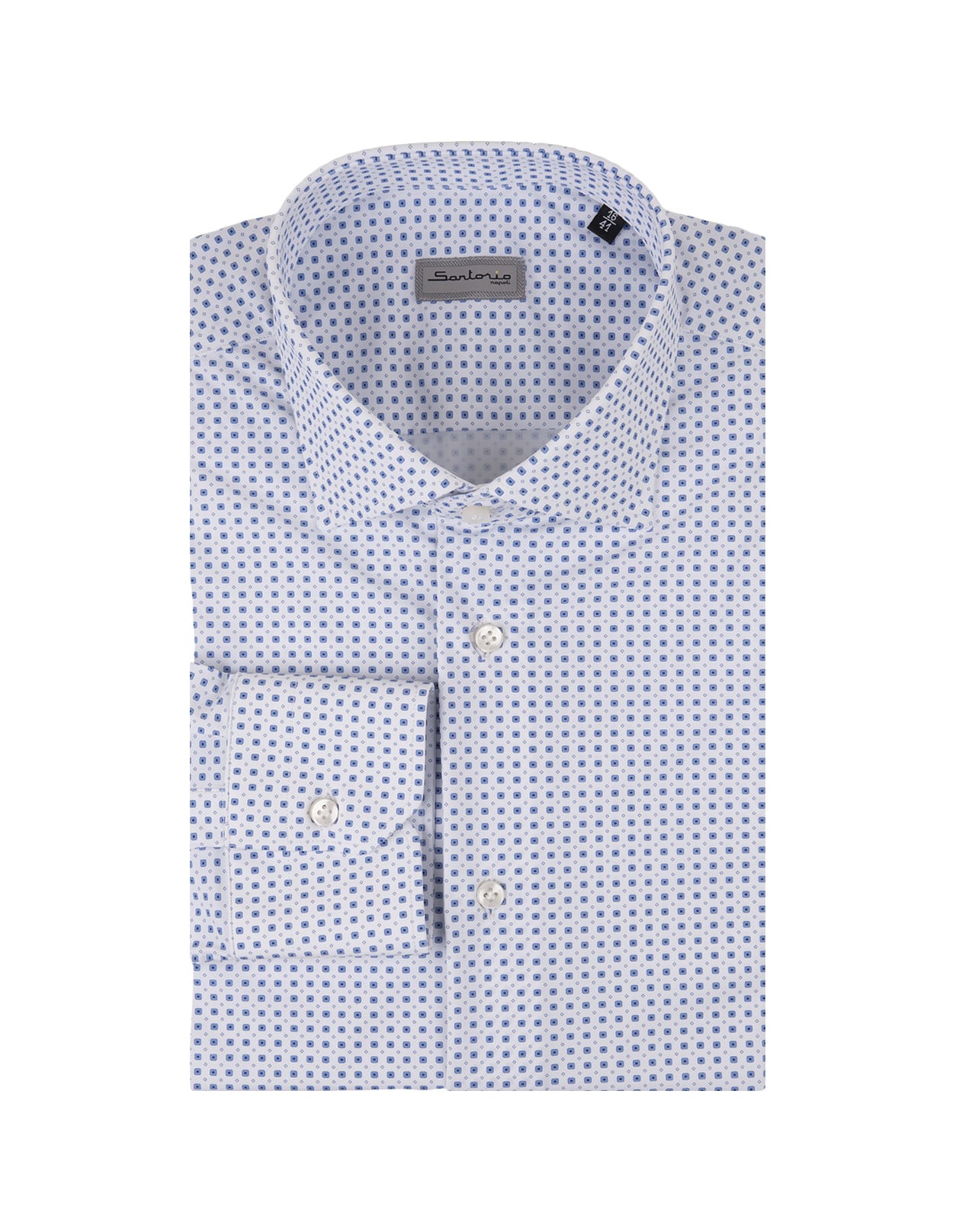 Shop Sartorio Napoli White Shirt With Blue Micro Pattern