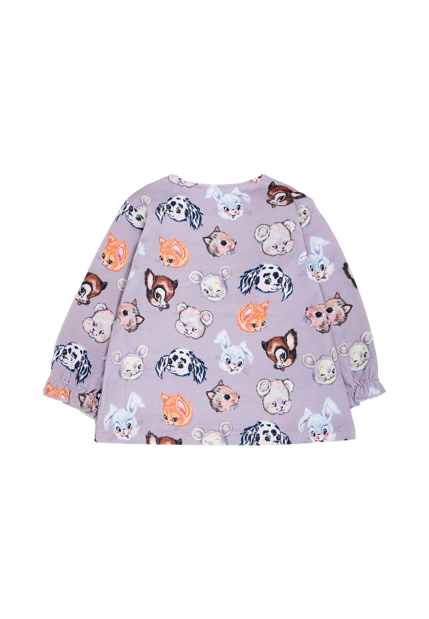 Molo Lilac T-shirt For Baby Girl With Animals In Purple