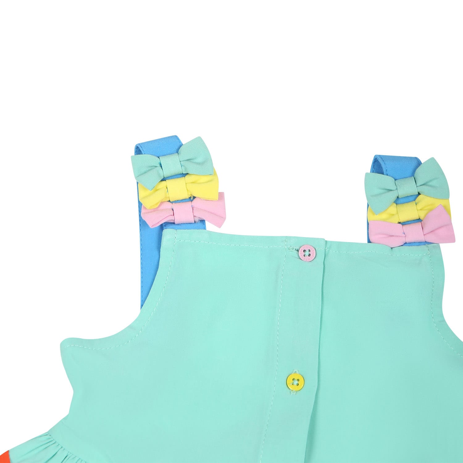Shop Stella Mccartney Green Dress For Baby Girl With Bows In Multicolor