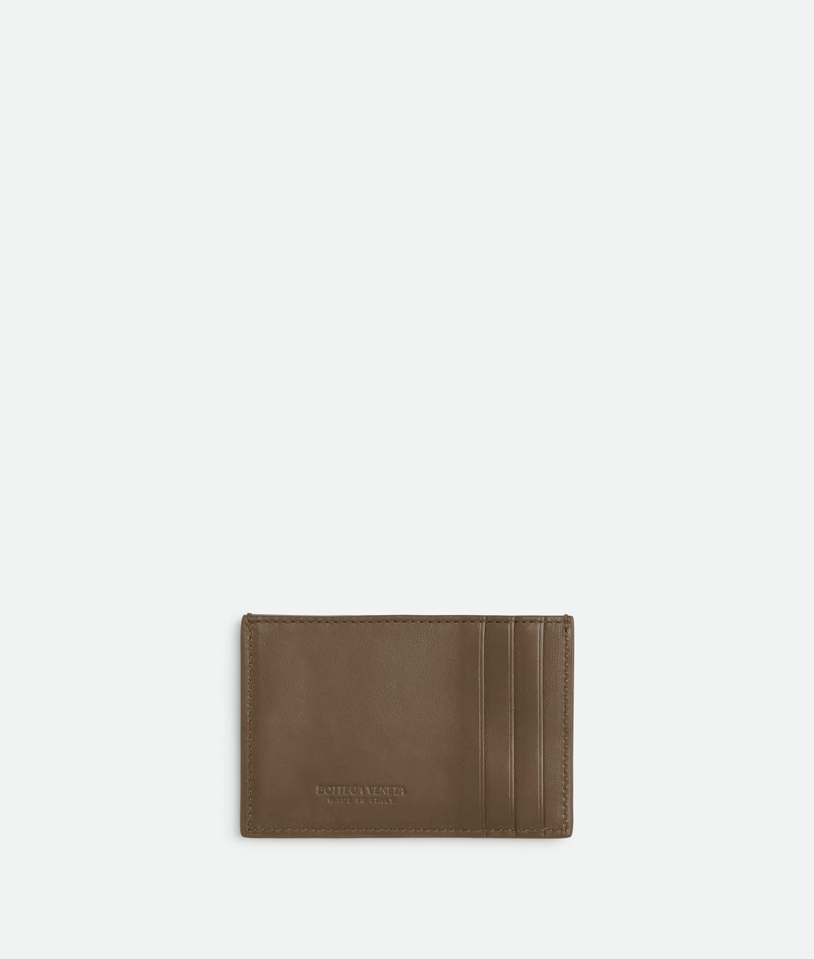 Shop Bottega Veneta Leather Cardholder In Taupe Grey-gold