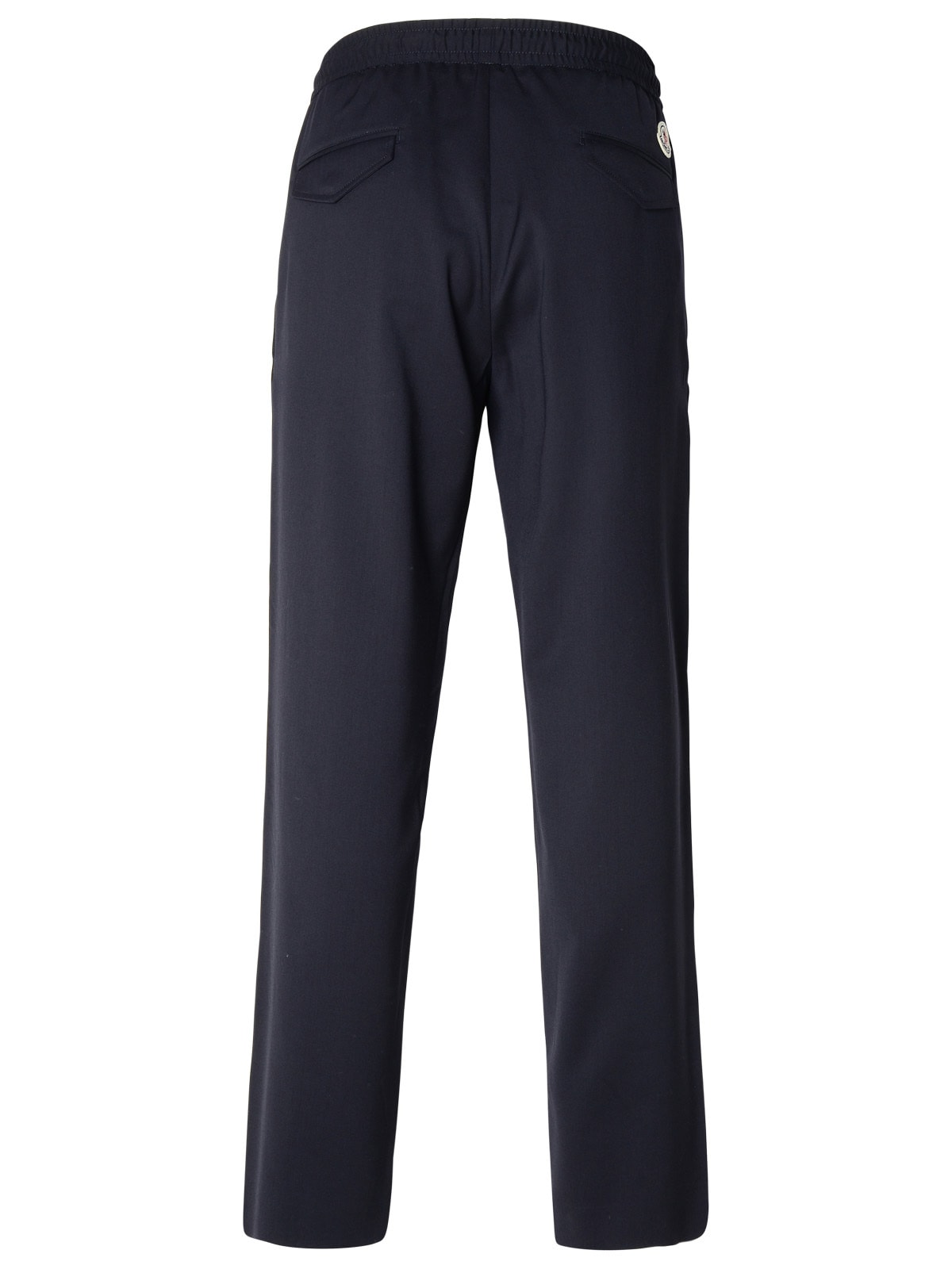 Shop Moncler Navy Virgin Wool Blend Sporty Pants
