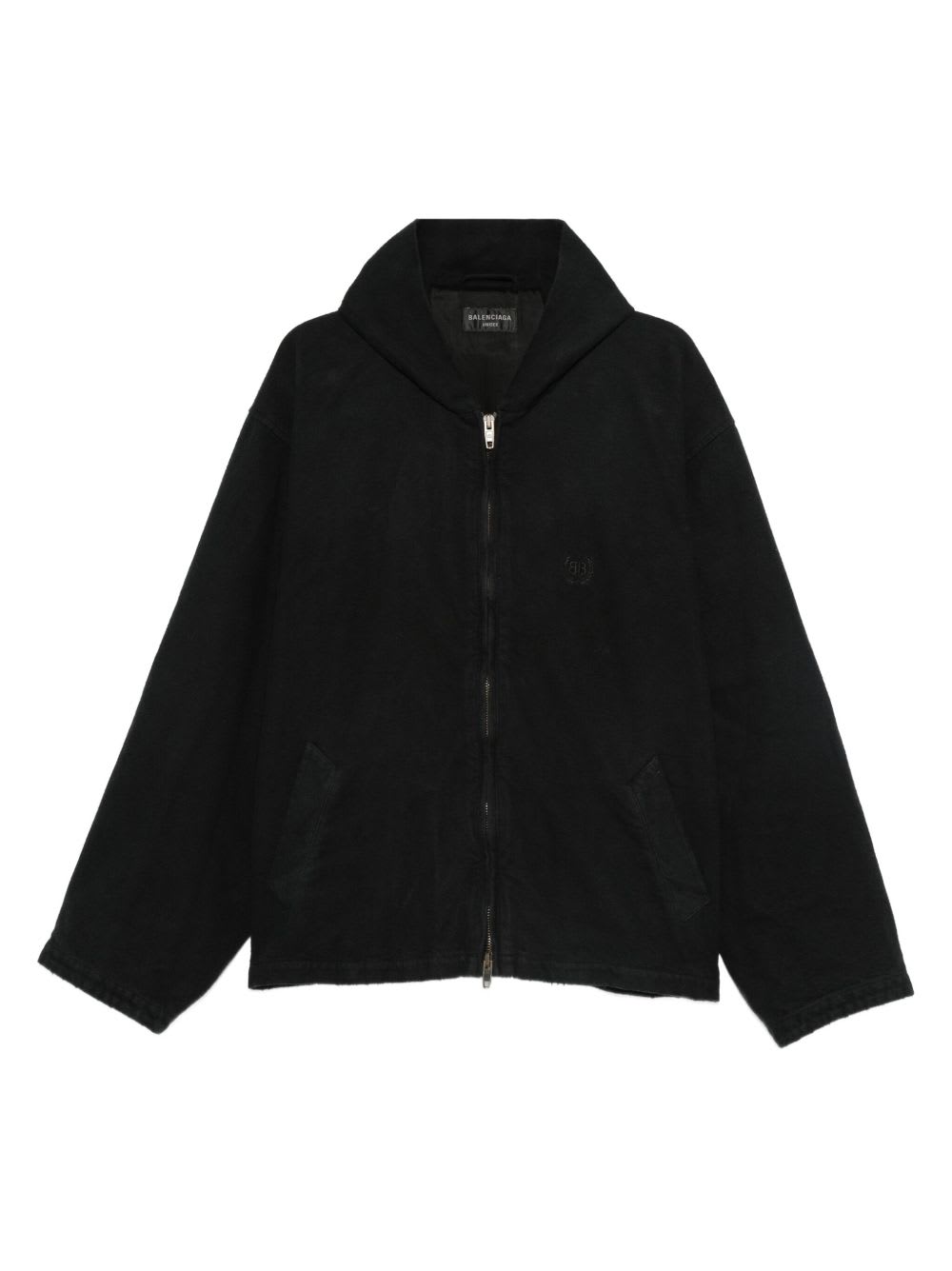 Balenciaga Hooded Zip-up Jacket For Men In Black