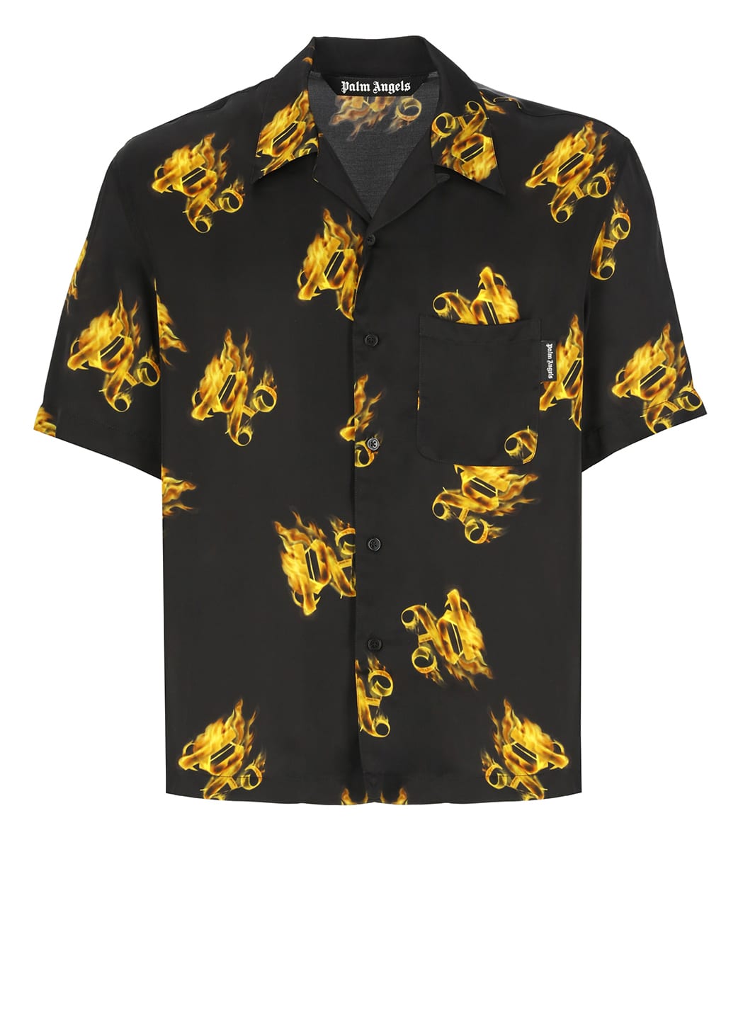 Shop Palm Angels Burning Monogram Shirt In Black