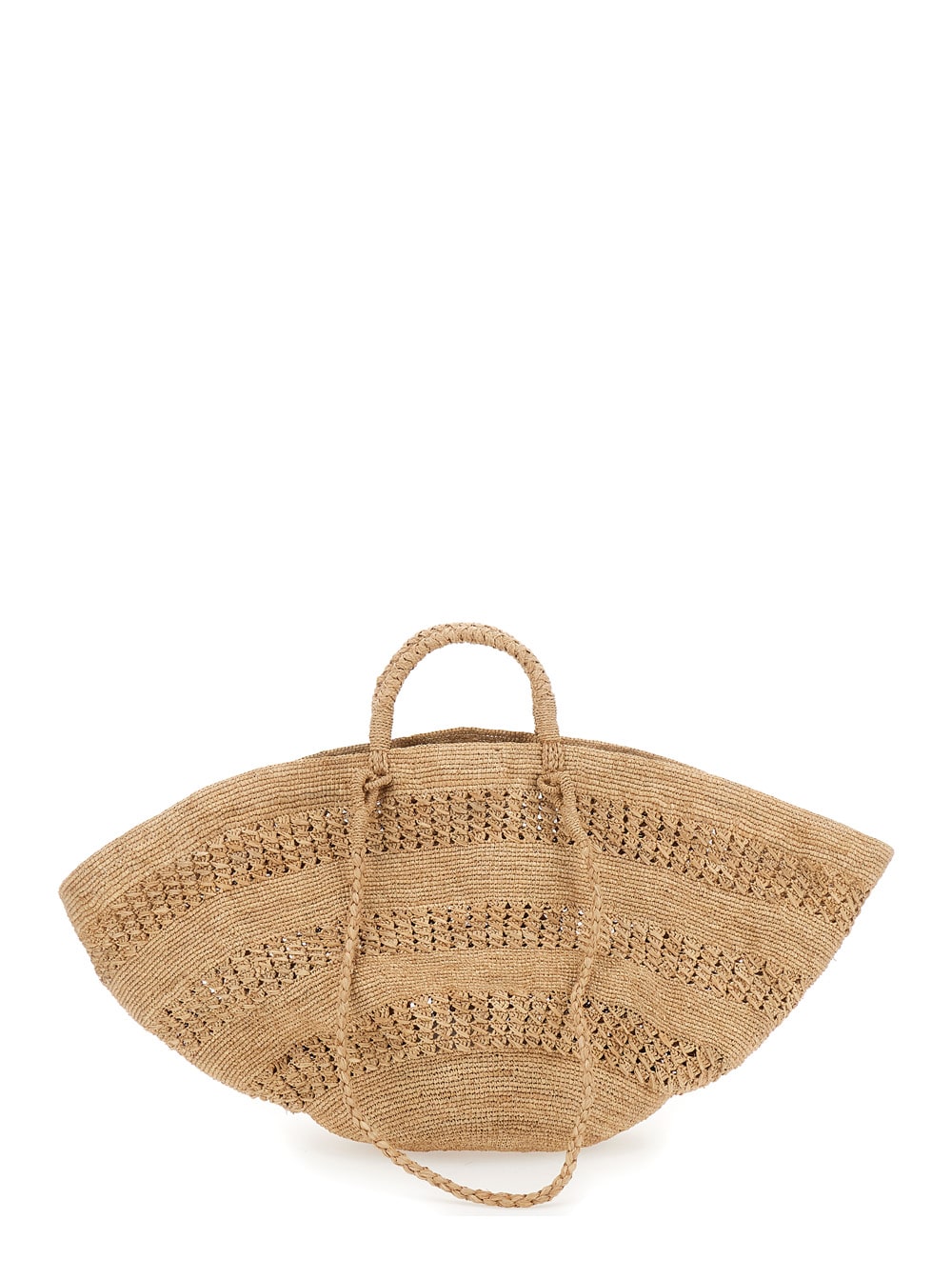 Ibeliv Sol Beige Handbag With Woven Design And Open Top In Raffia Woman