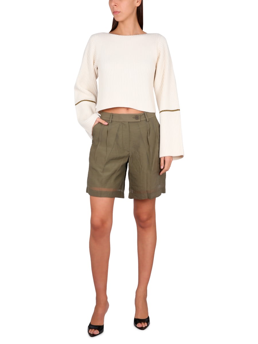 Helmut Lang Short Transparent In Military Green