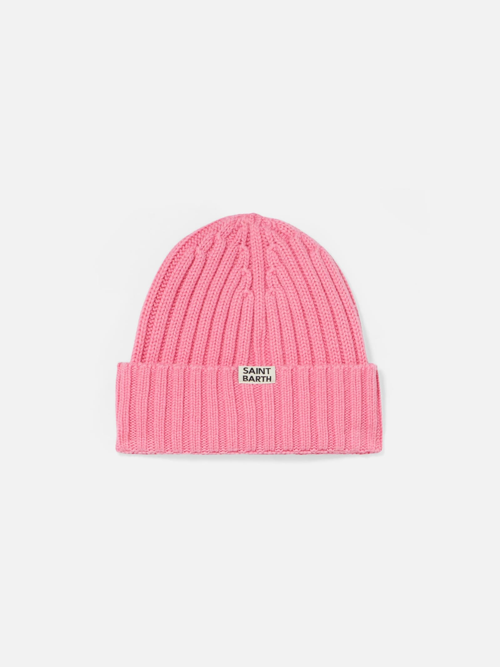 Mc2 Saint Barth Girl Pink Beanie With Favolosa Embroidery In Pink