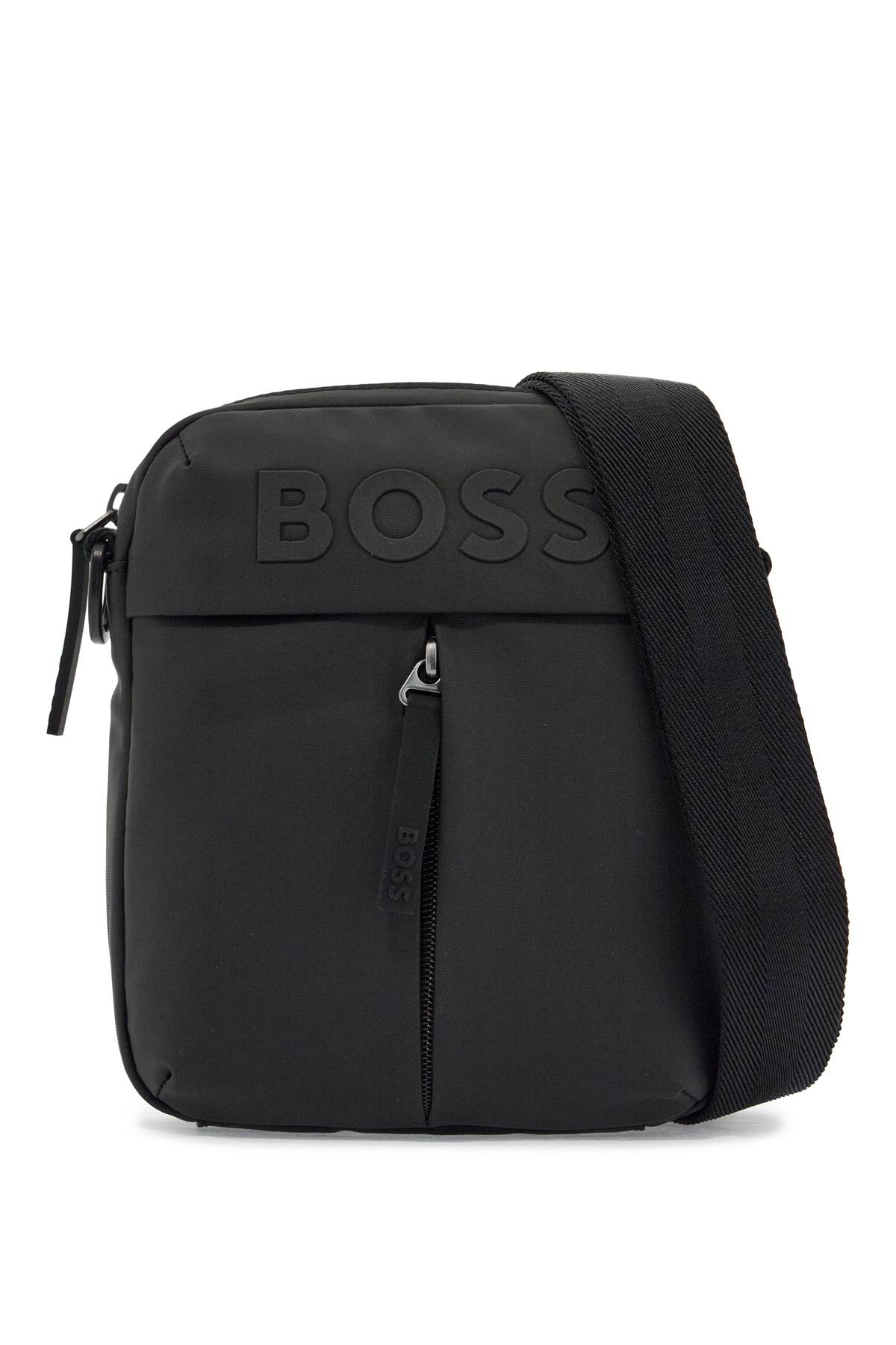 Compact Black Matte Polyester Bag With Adjustable Shoulder Strap