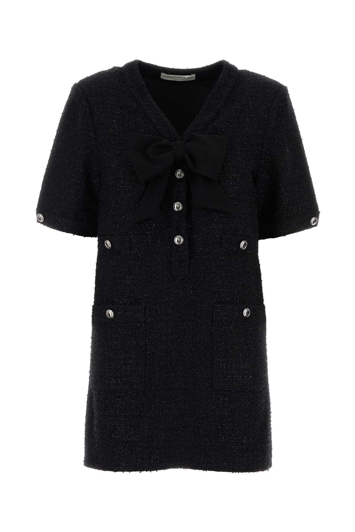 Alessandra Rich Bow-embellished Tweed Dress In Multi