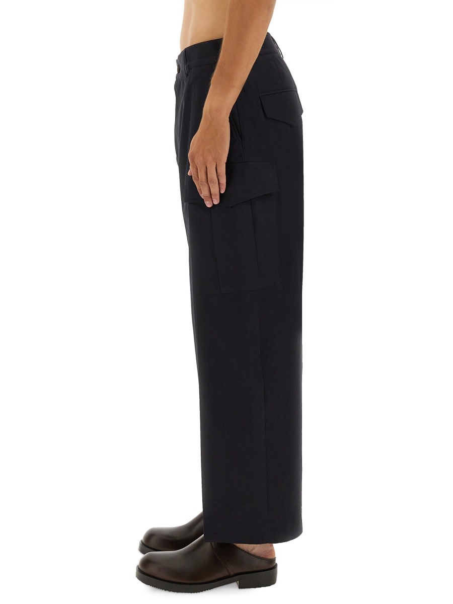 Studio Nicholson Cargo Pocket Wide Leg Trousers In Blue