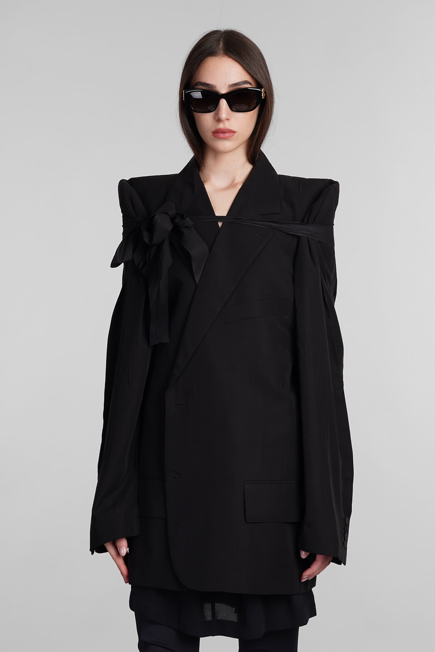 Blazer In Black Wool And Polyester