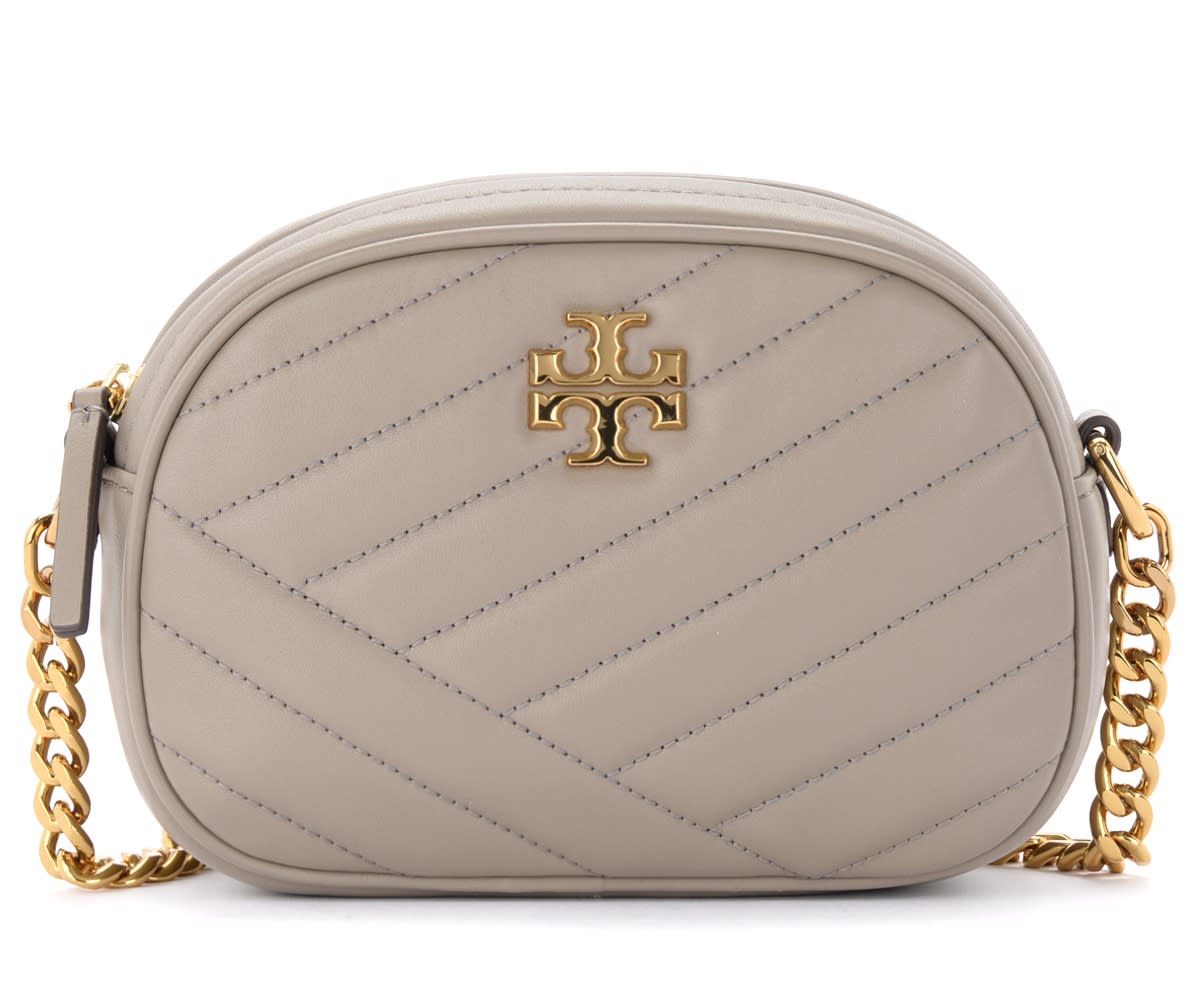 Tory Burch Kira Small Chevron Shoulder Bag In Gray Quilted Leather