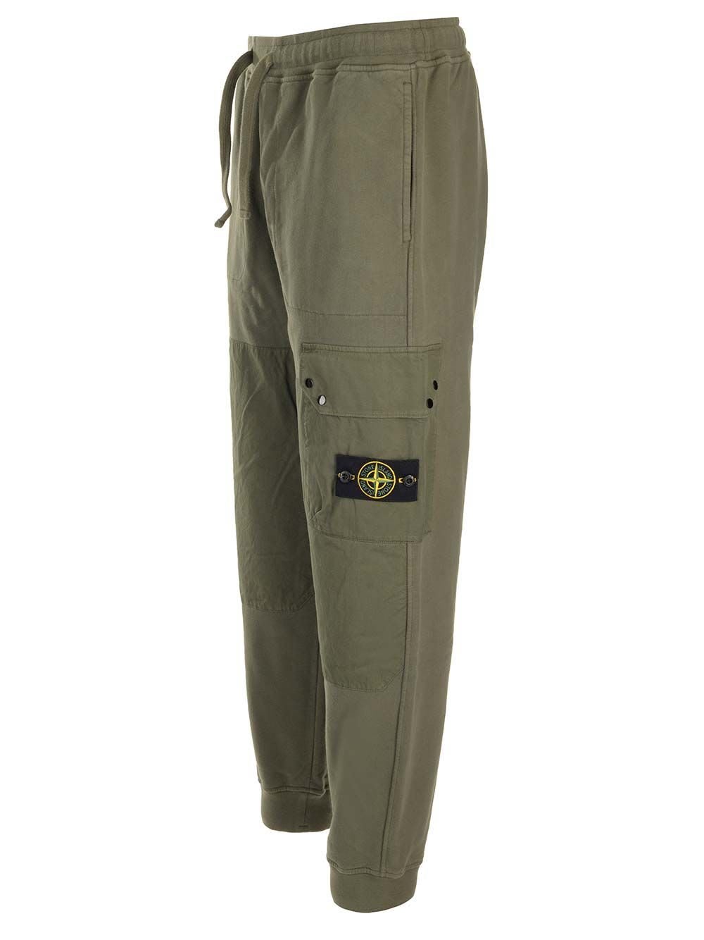 Shop Stone Island Logo Patch Cargo Jogging Pants In Muschio