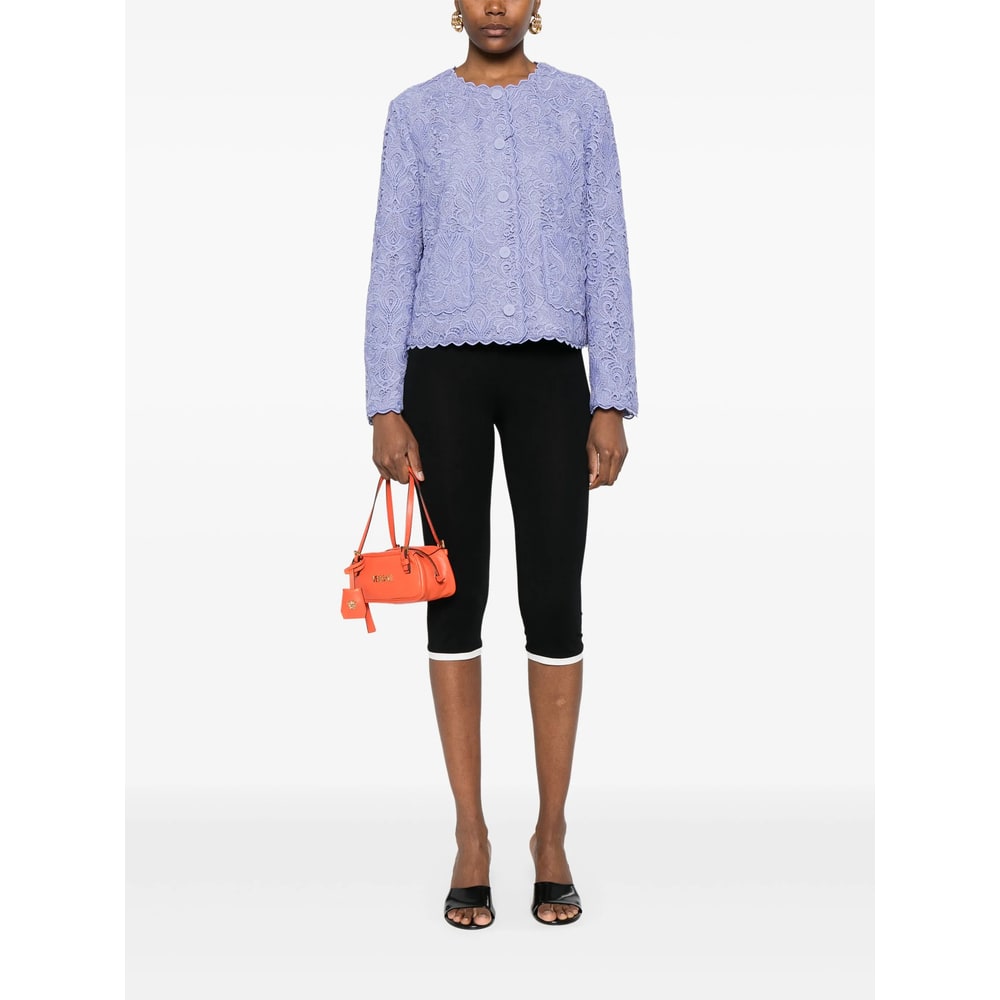 Etro Scalloped Corded Lace Jacket In Blue