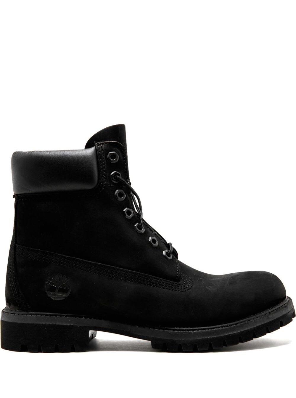 Premium Black Leather Ankle Boots With Logo Timberland Man