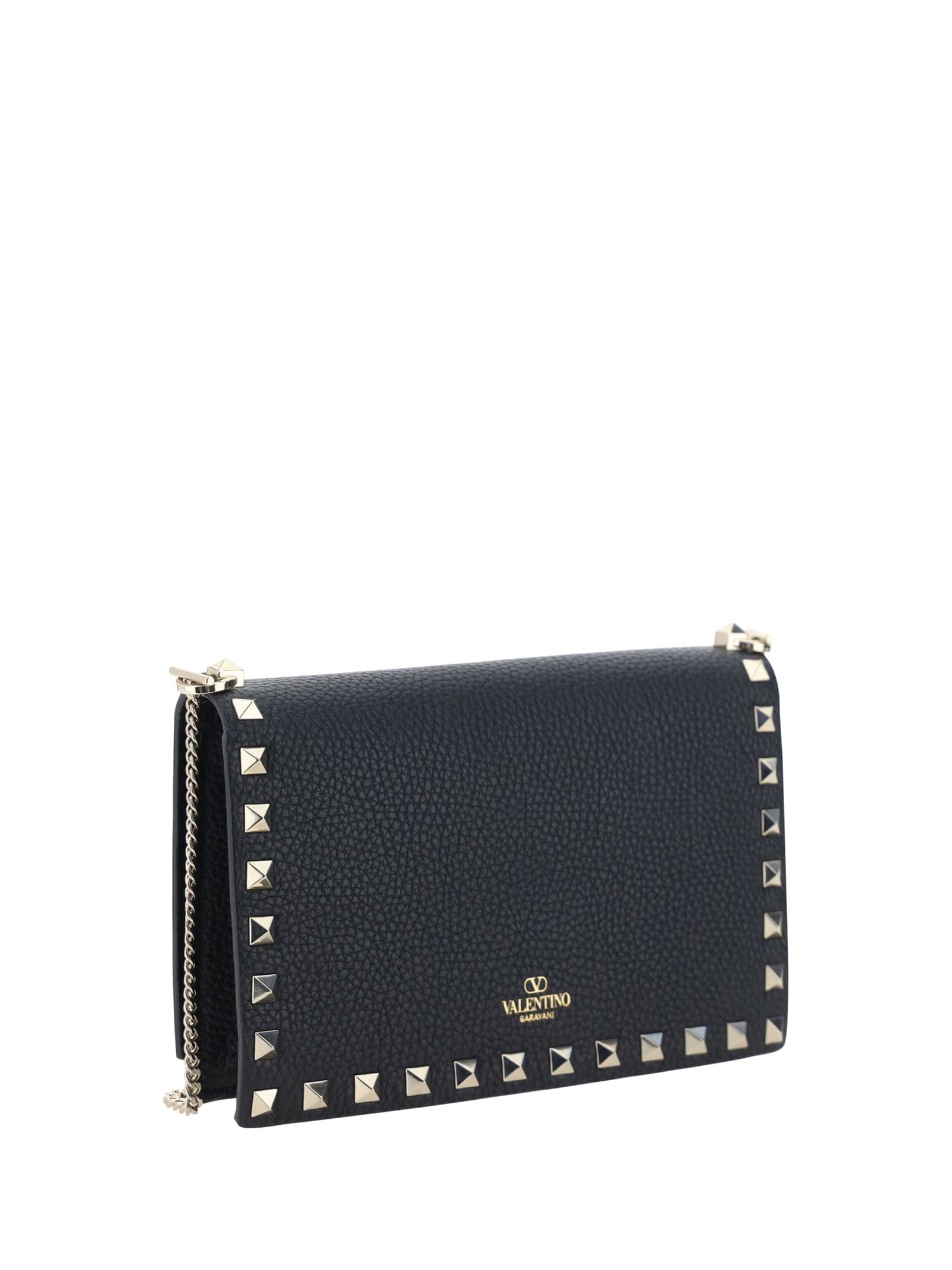 Valentino Rockstud Leather Clutch In Black