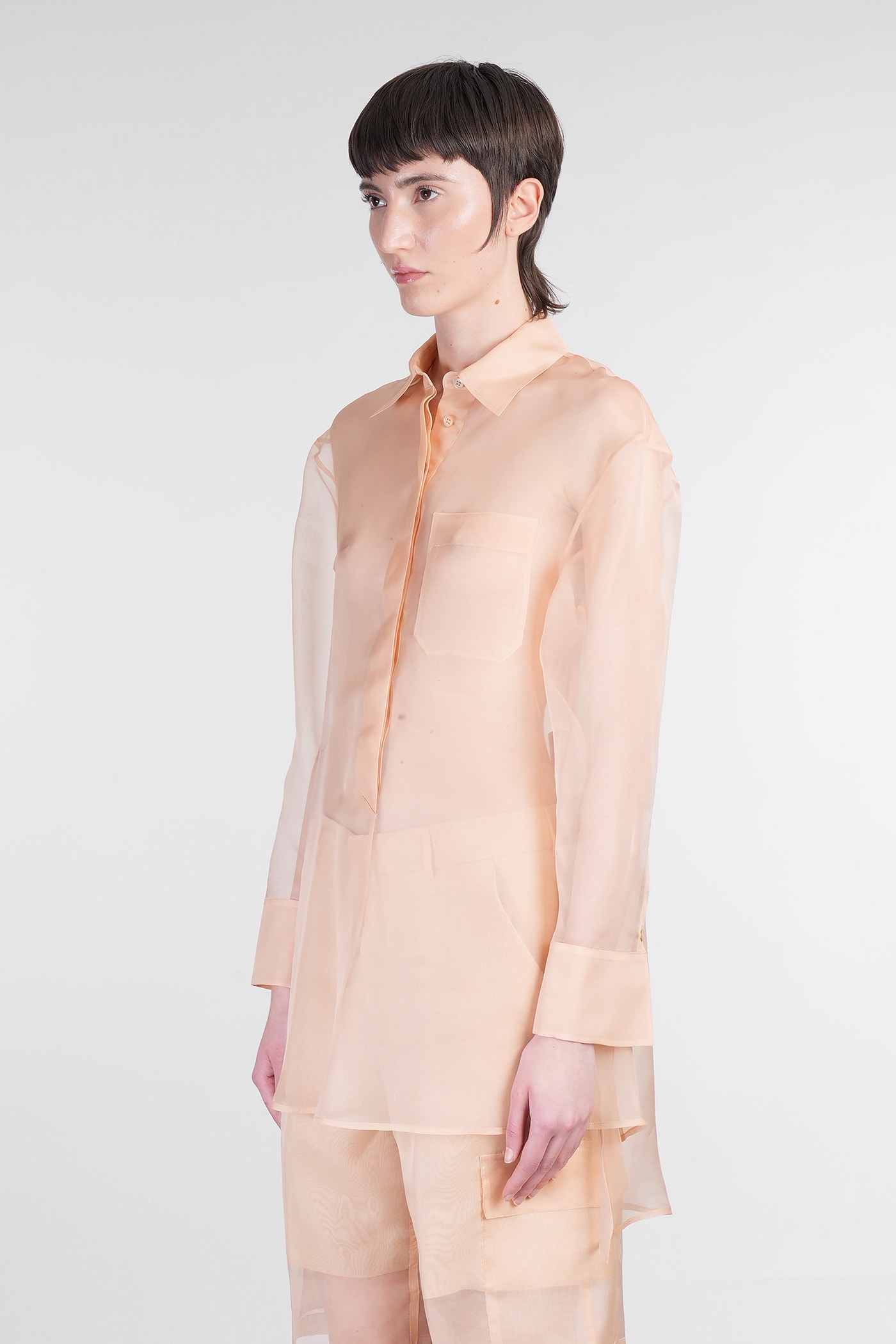 Del Core Shirt In Rose-pink Silk