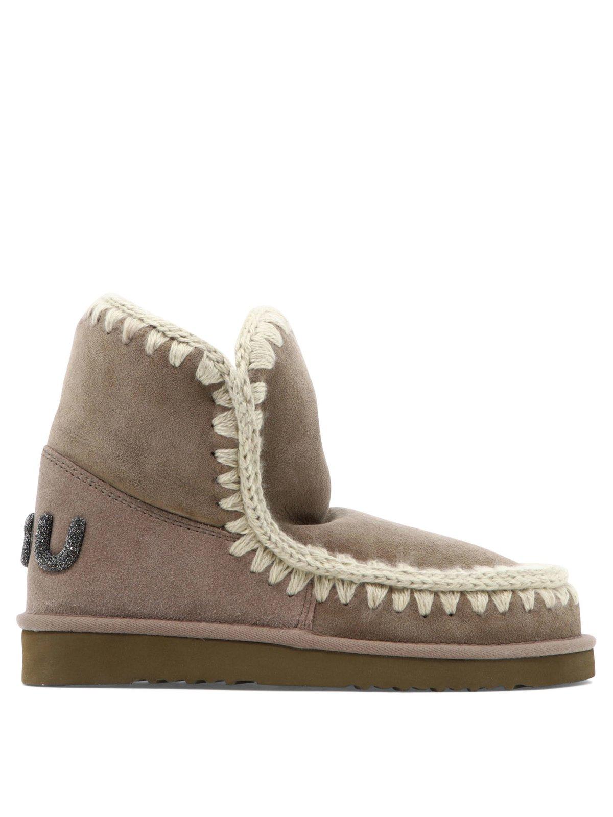 Shop Mou Eskimo 18 Contrast Stitched Ankle Boots In Marrone