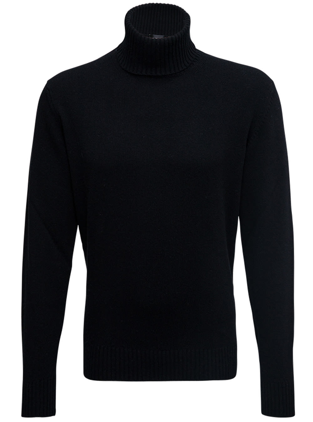 Roberto Collina Black High Collar Wool Blend Sweater