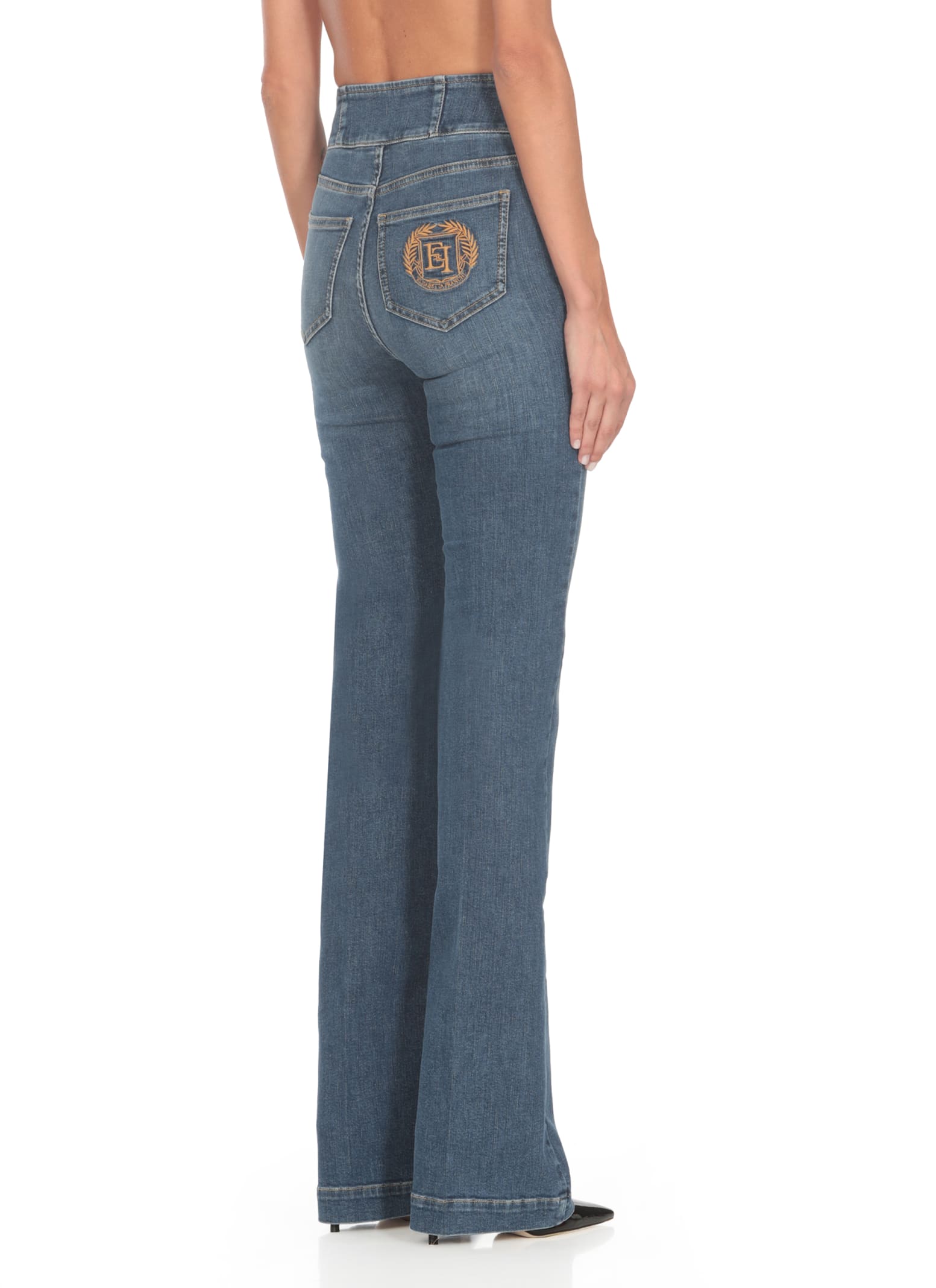 Shop Elisabetta Franchi Cotton Jeans In Blue