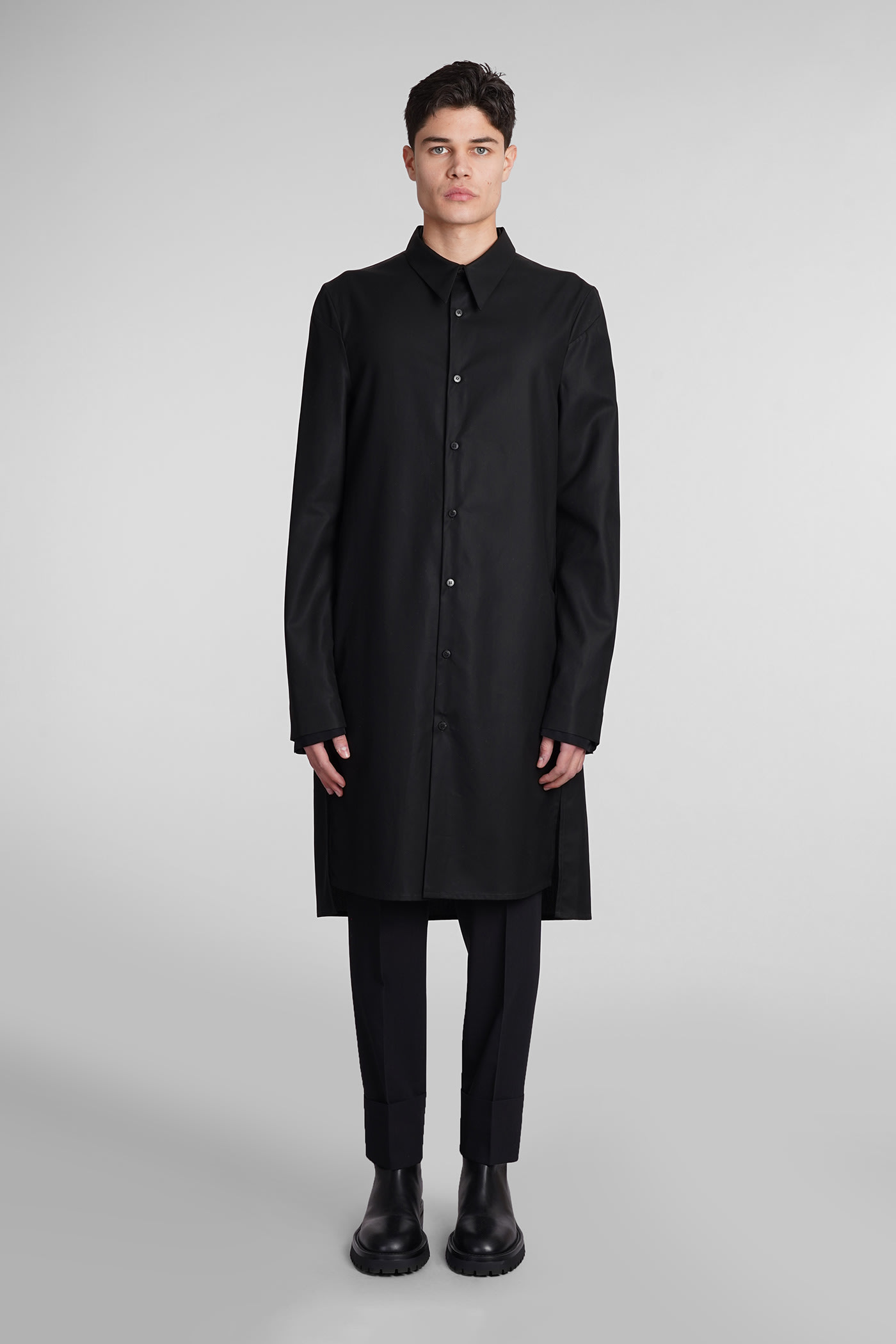 Sapio N151 Coat In Black Cotton