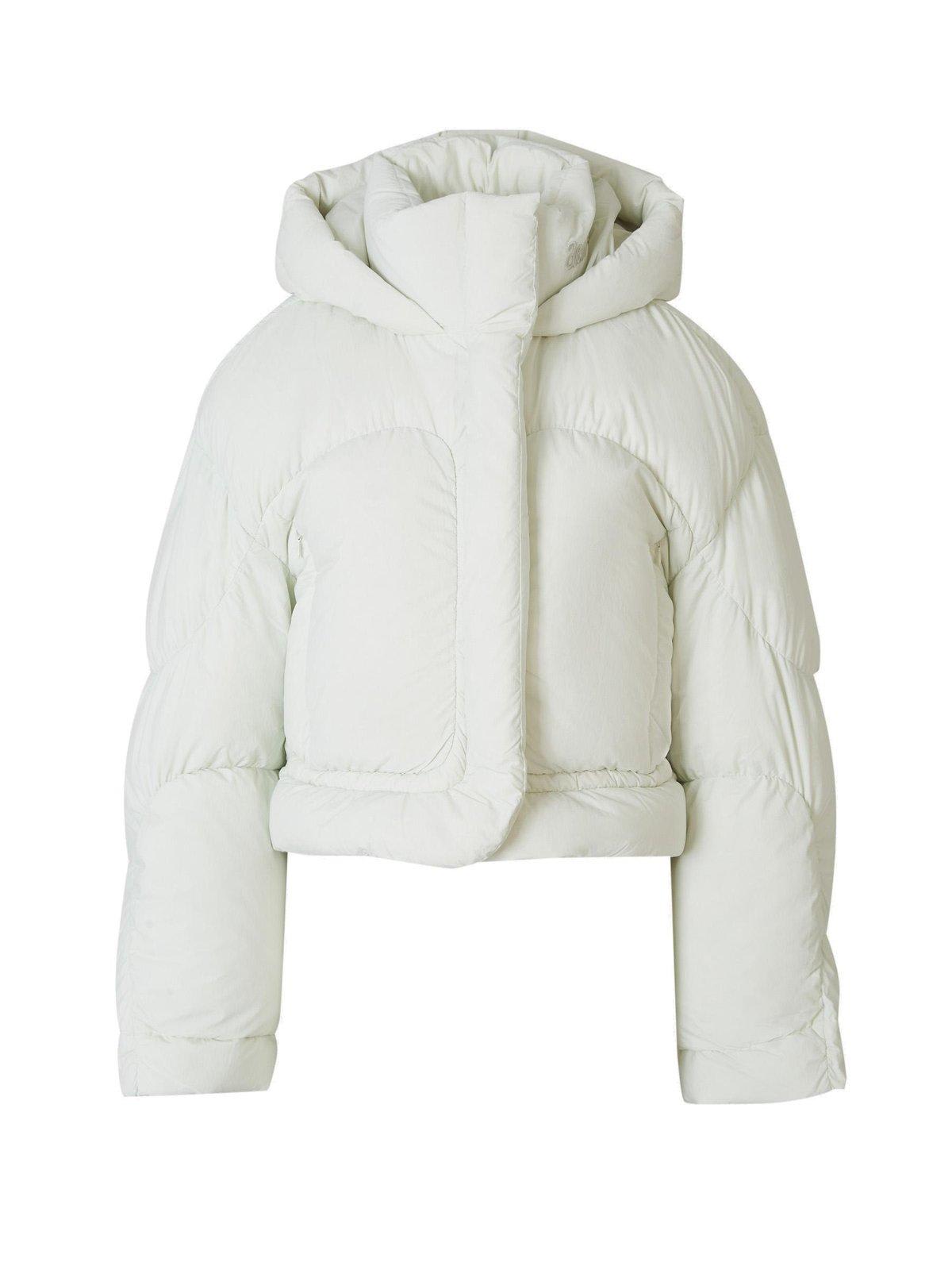 Shop Acne Studios High Neck Hooded Puffer Jacket In White