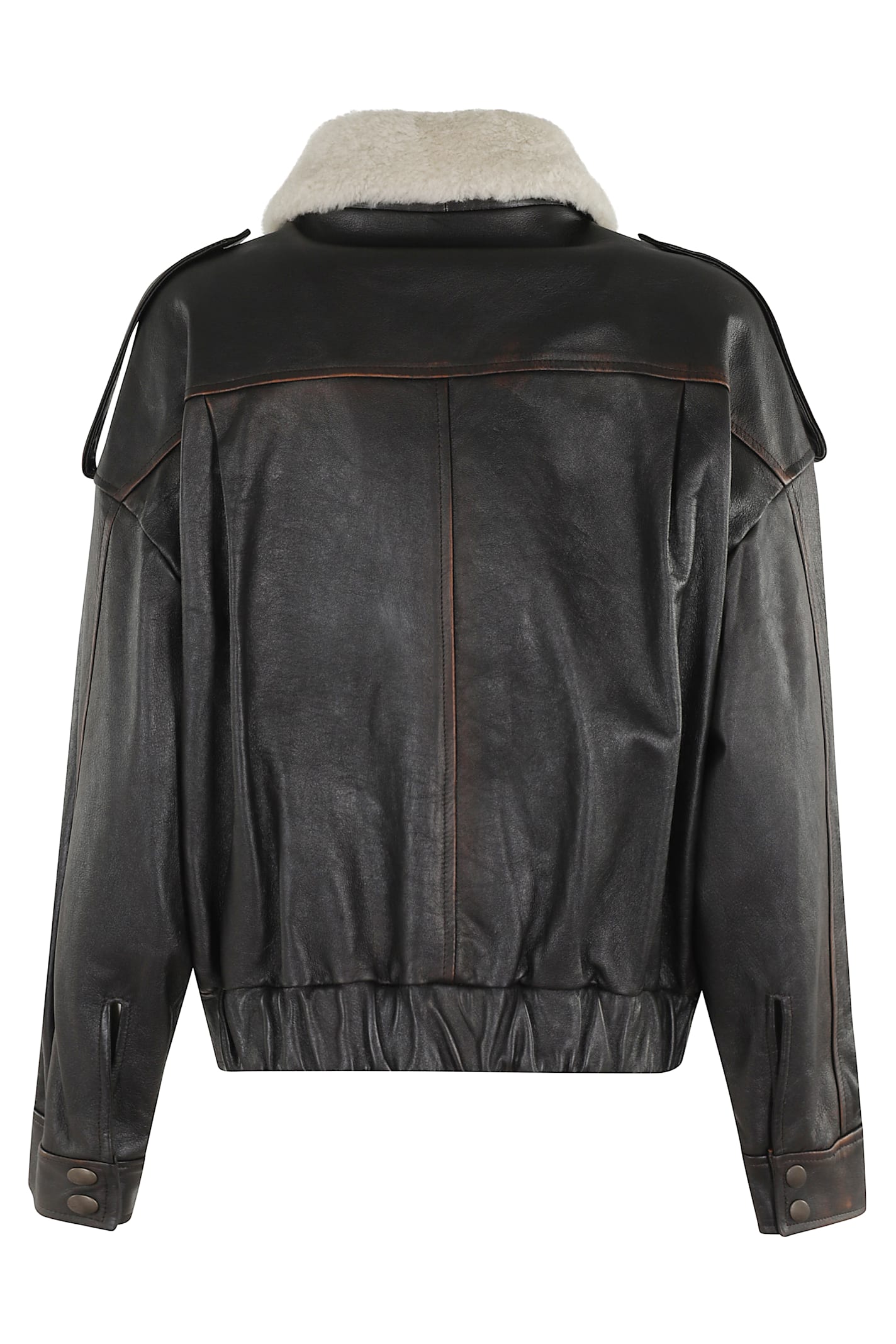 Semicouture Lapel Leather Jacket
