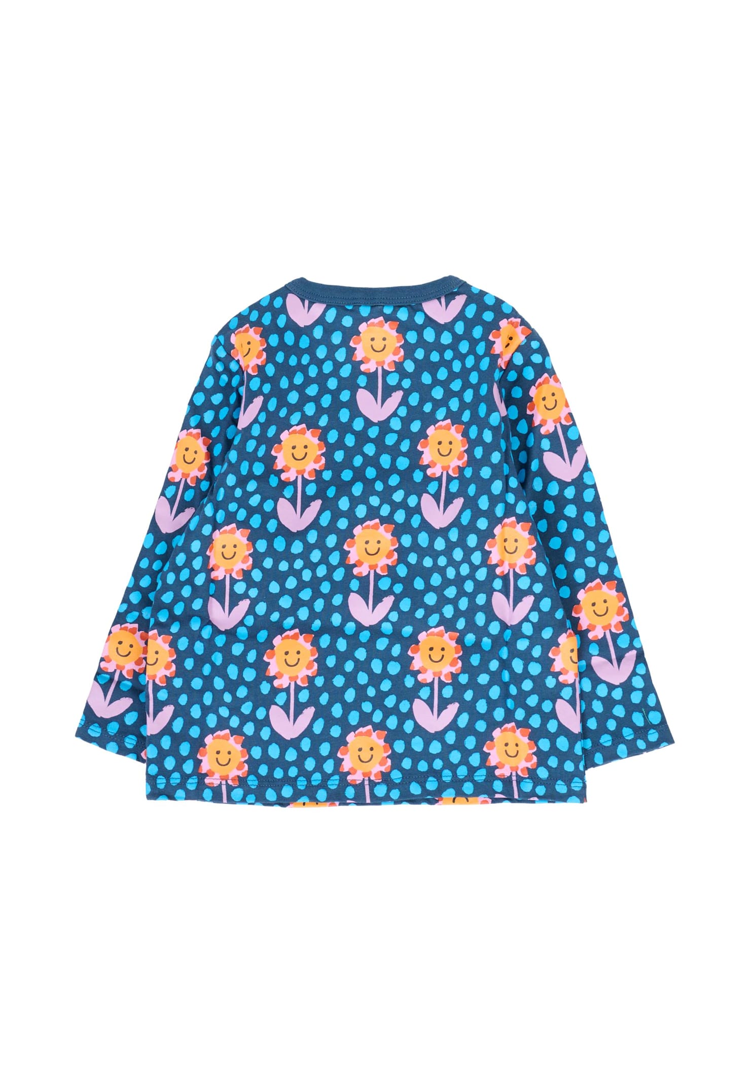 Stella Mccartney Blue T-shirt For Baby Girl With Flowers In Blue