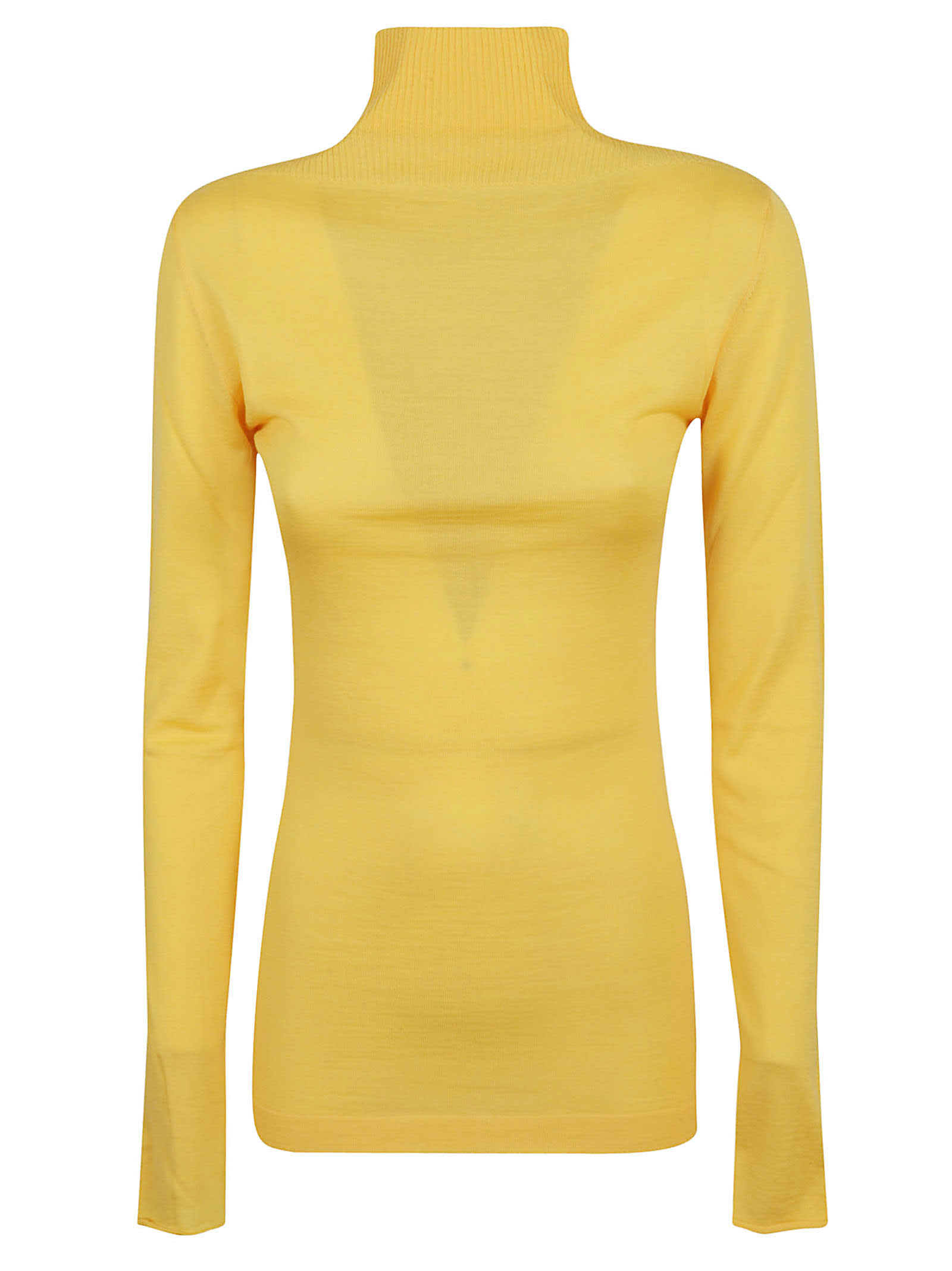 Shop Marni Turtleneck Fitted Jumper In Yellow