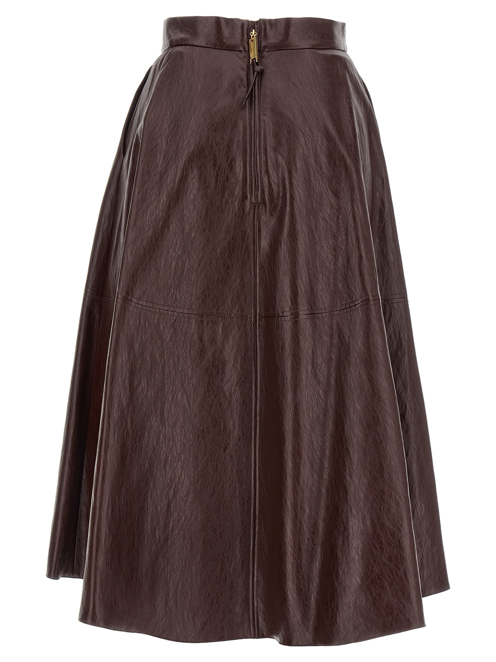 Elisabetta Franchi A-line Silhouette Skirt With Metallic Buckle Detail In Brown