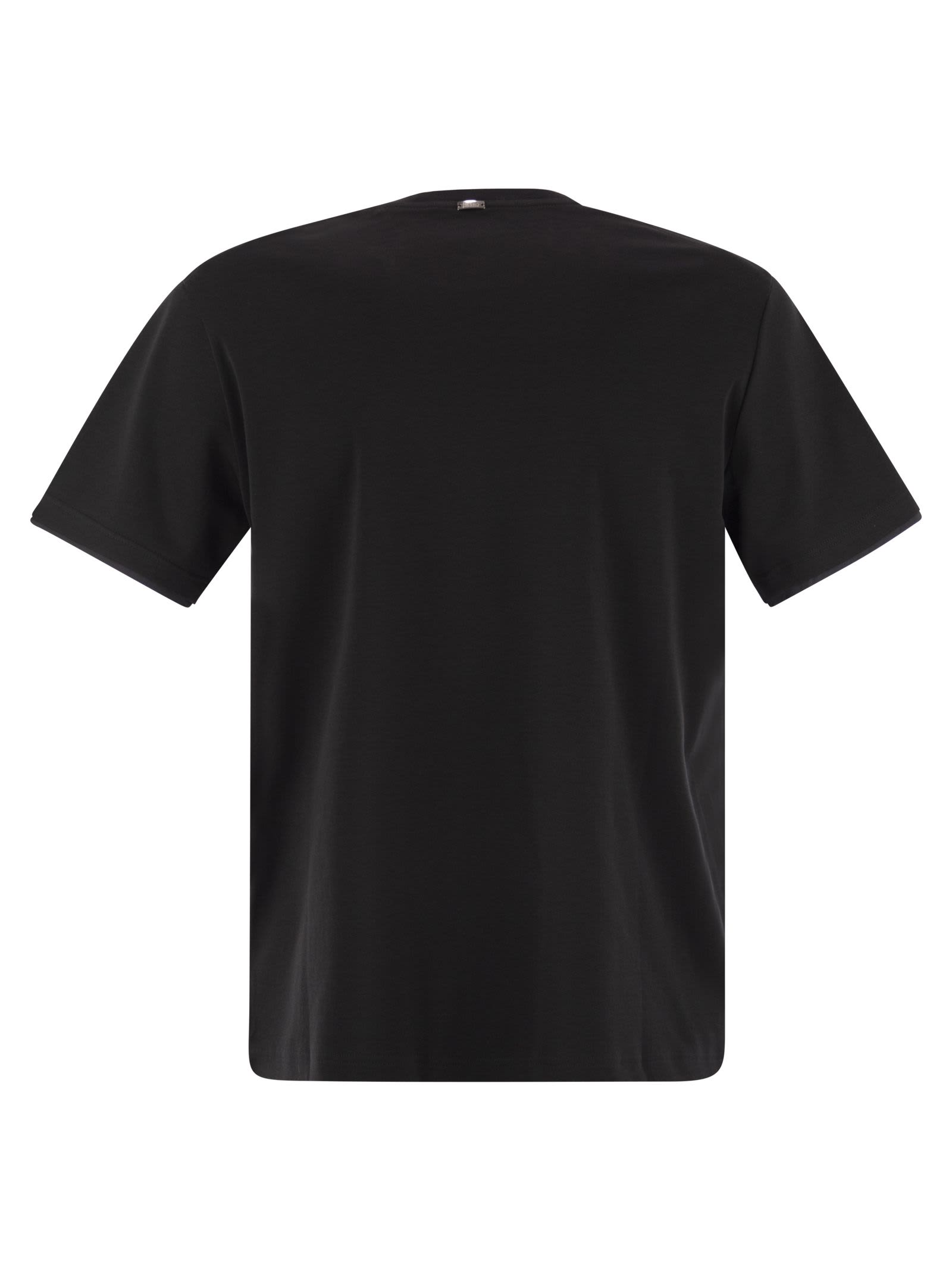 Herno Men Resort T-shirt In Cotton And Light Stretch Nylon In Black