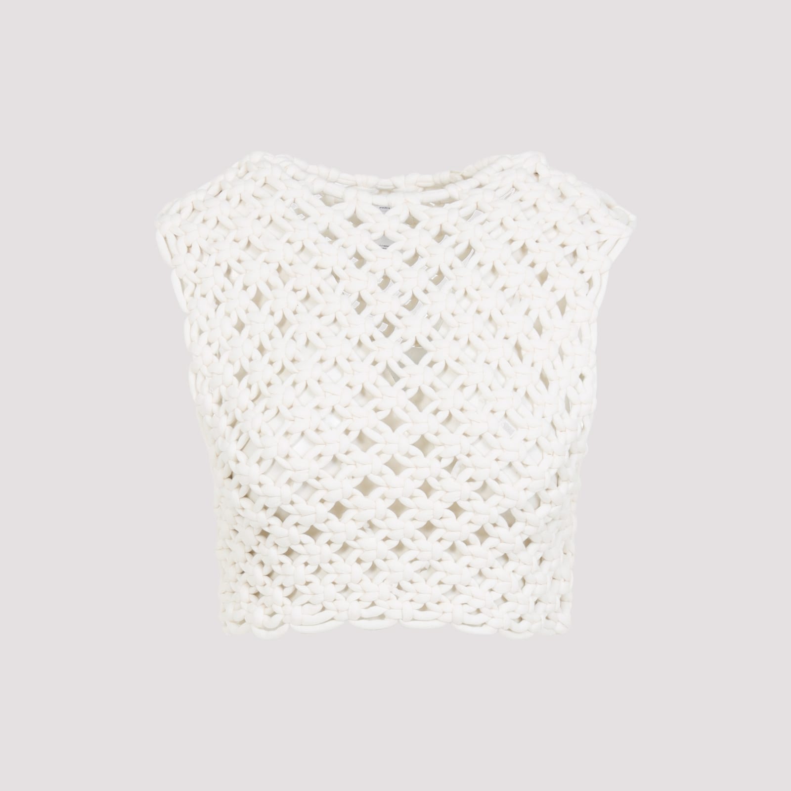 Alaïa Textured White Knit Crop Top In White