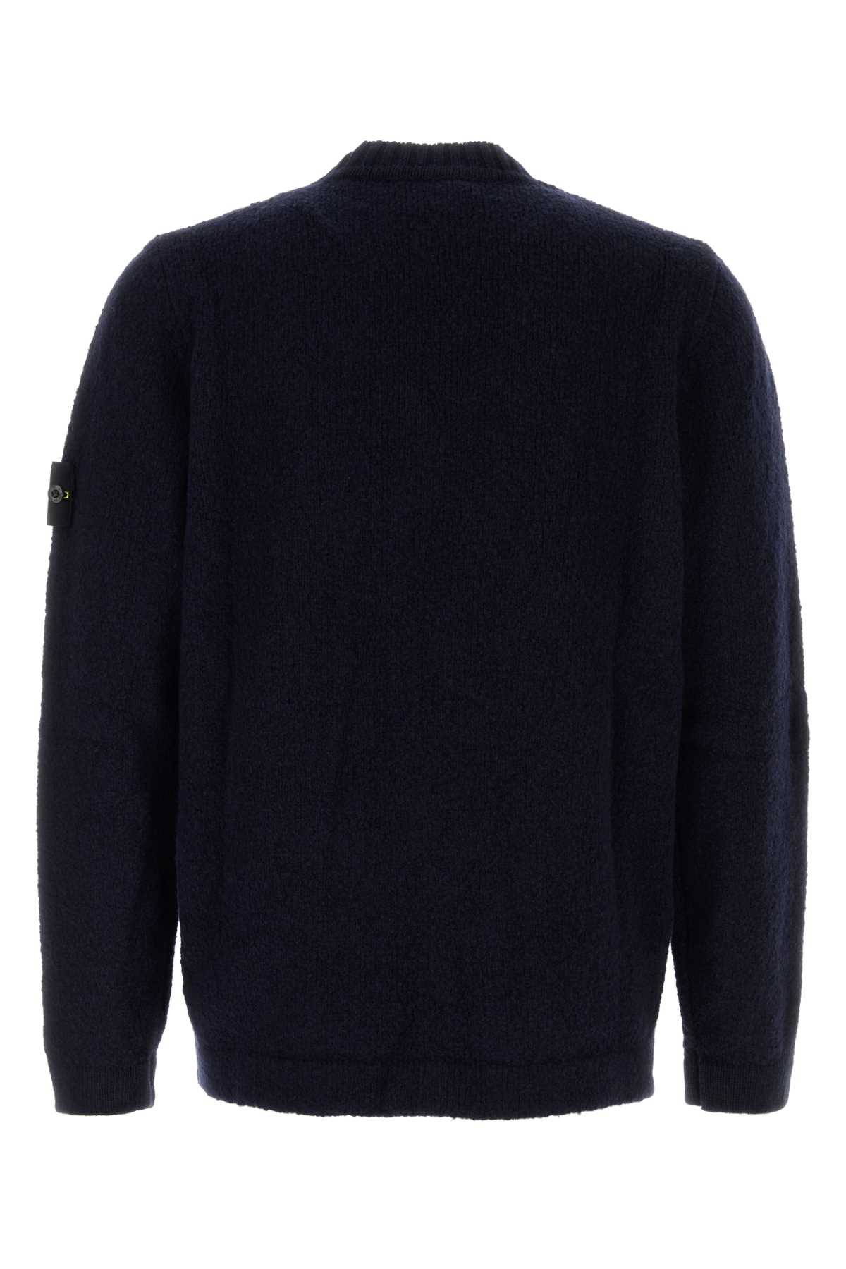 Stone Island Midnight Blue Wool Blend Sweater In Black