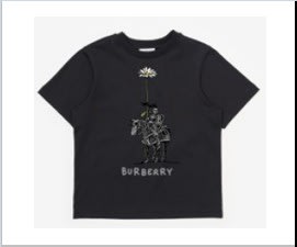Burberry Black T-shirt For Baby Boy With Logo And Equestrian Knight In Black