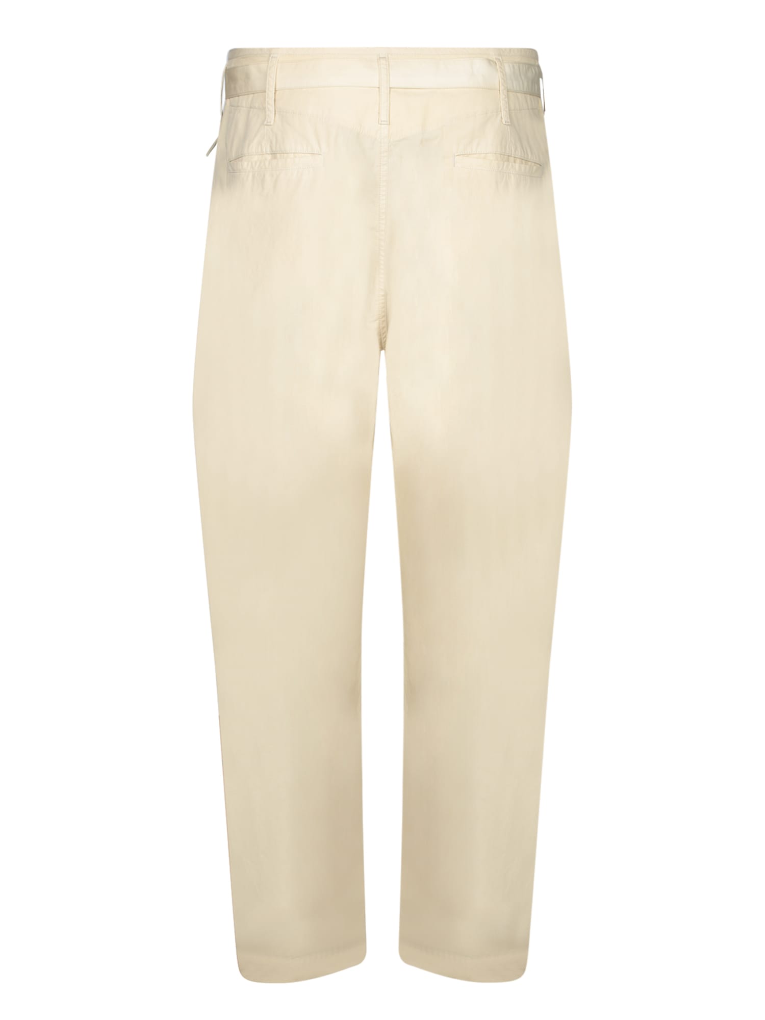 Lemaire High-waisted Beige Trousers With Tailored Structure In Orange