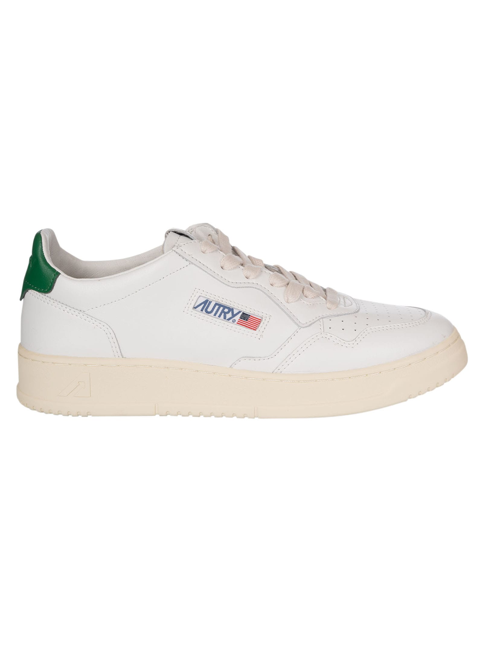 Autry Low Man Open Sneakers In White/green