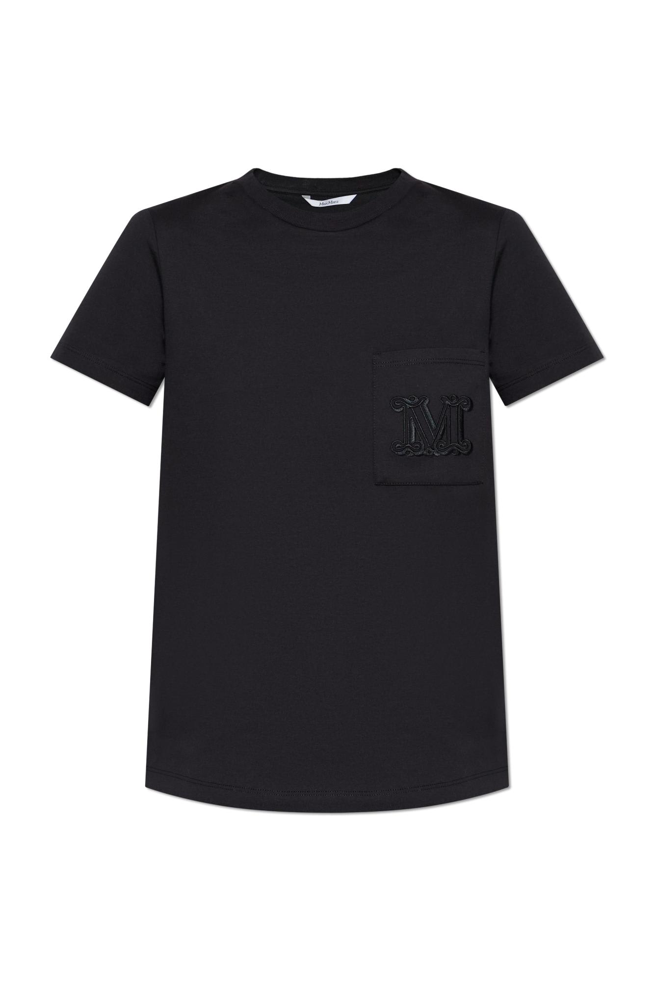 Max Mara Papaia Logo Embroidered T-shirt In Black