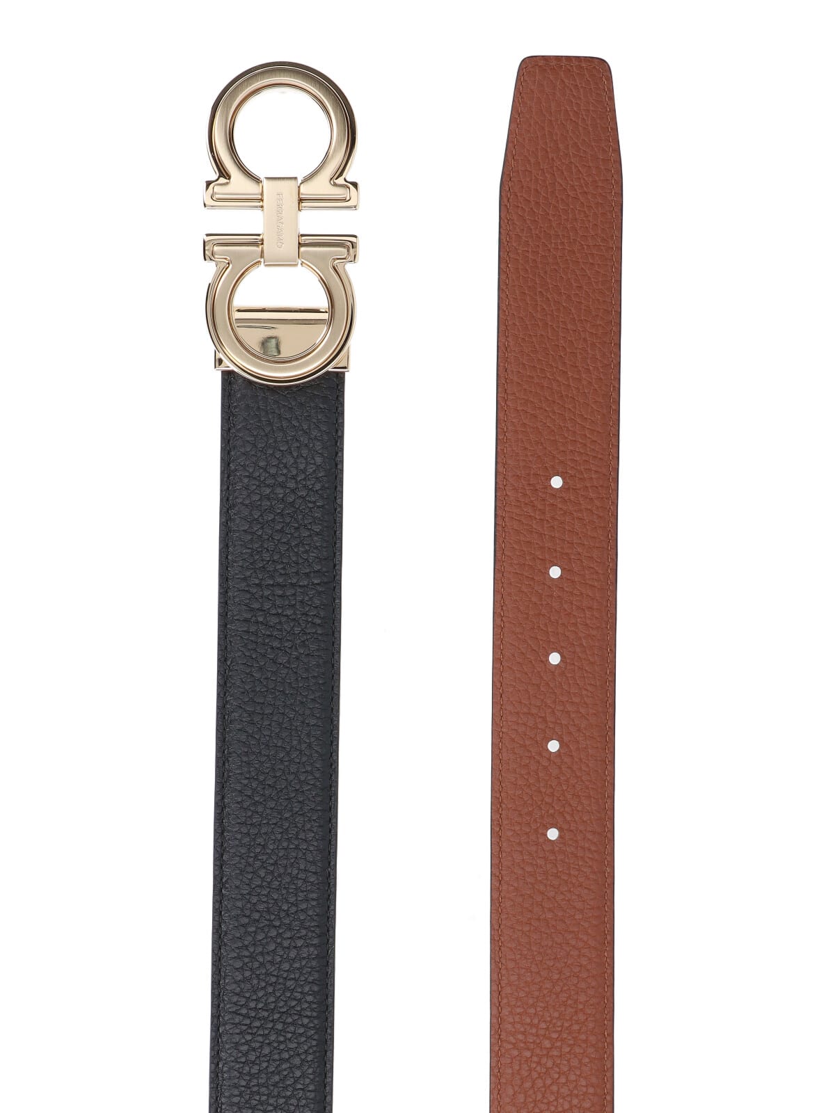 Shop Ferragamo Gancini Reversible Belt In Black