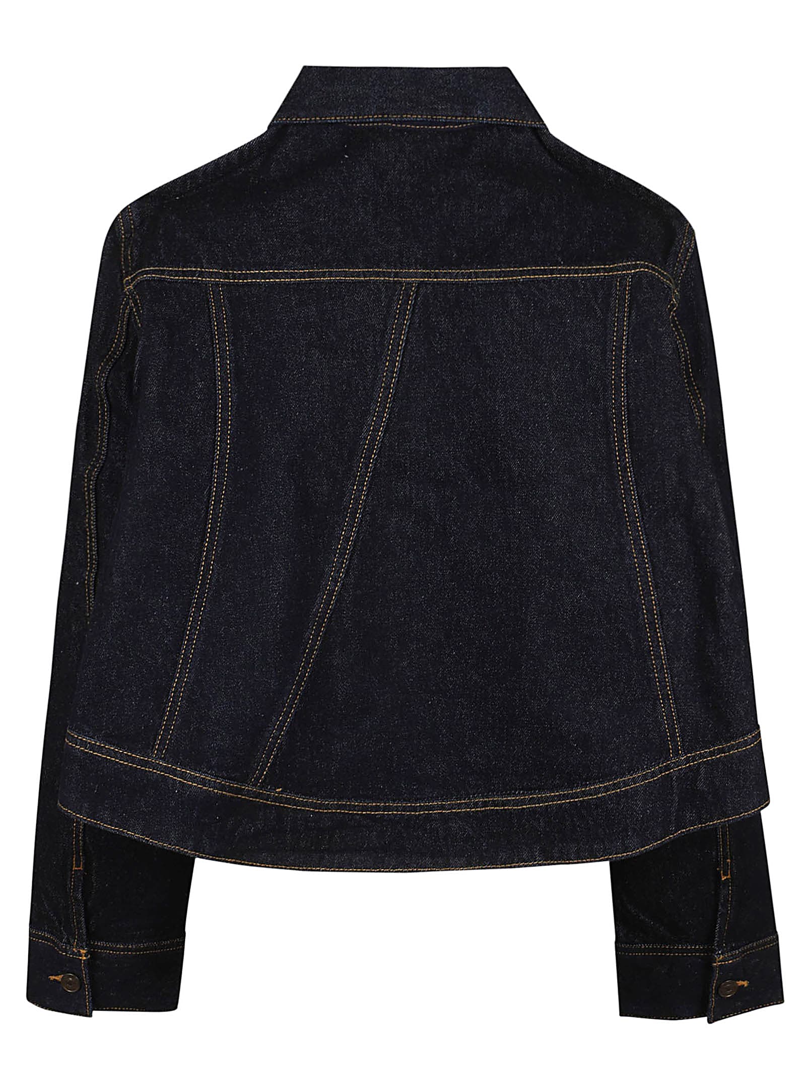 Shop Victoria Beckham Cropped Denim Jacket In Dark Indigo Rinse