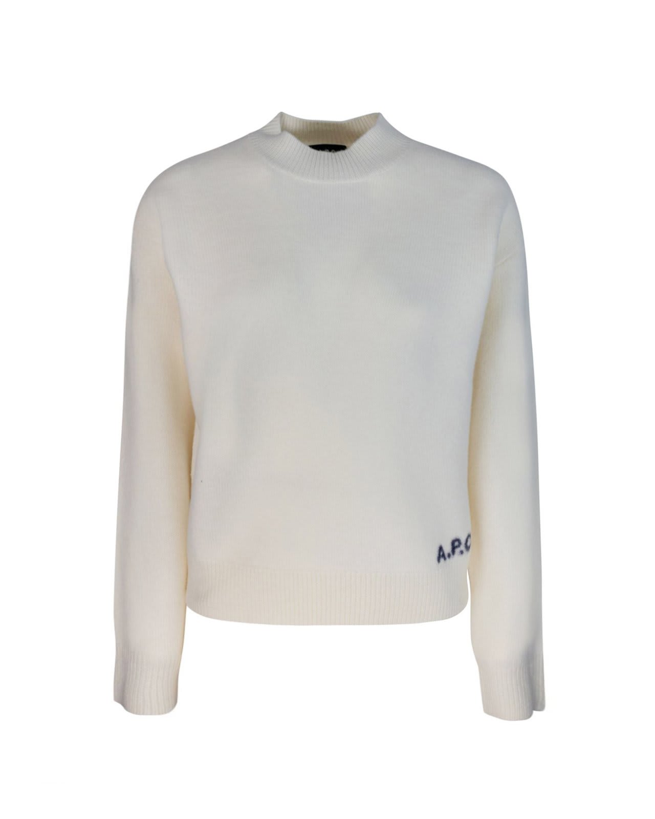 Shop Apc Crewneck Long-sleeved Jumper In Powder